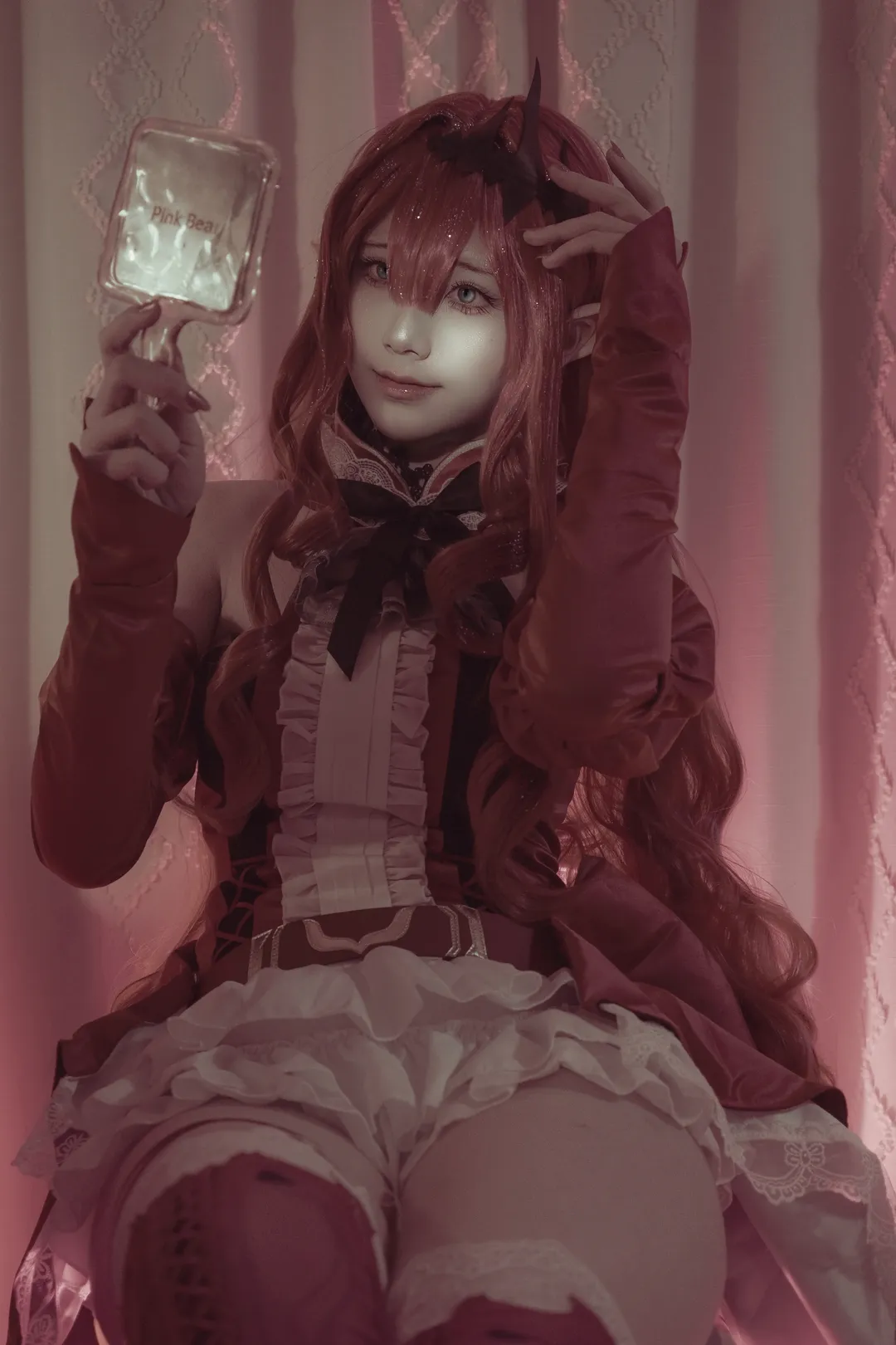 fgo, 红色假发, 芭万希cos, 妖精骑士崔斯坦, 网格丝袜