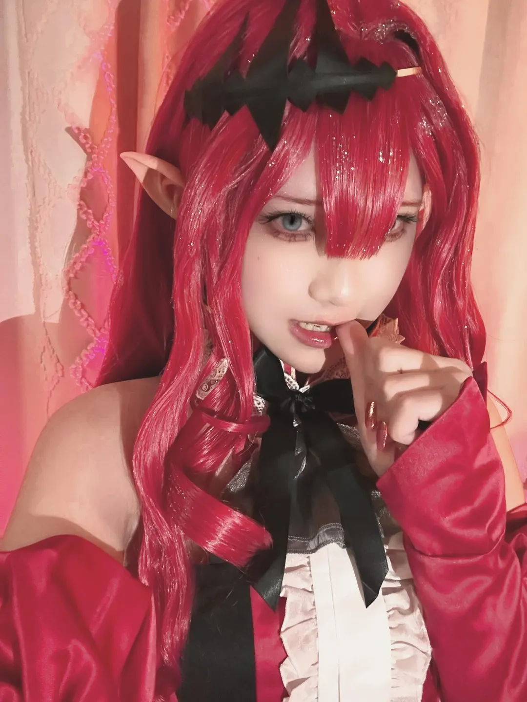 fgo, 红色假发, 芭万希cos, 妖精骑士崔斯坦, 网格丝袜 - 第9张