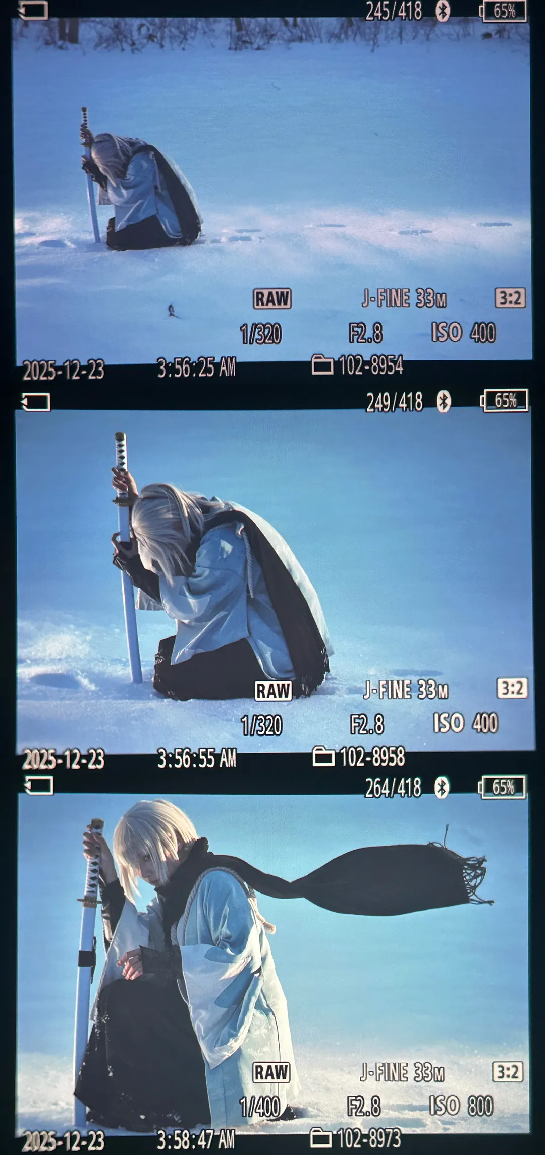 Fate/Grand Order, 冲田总司cos, 和风cosplay, 武士刀, 雪地写真 - 第7张
