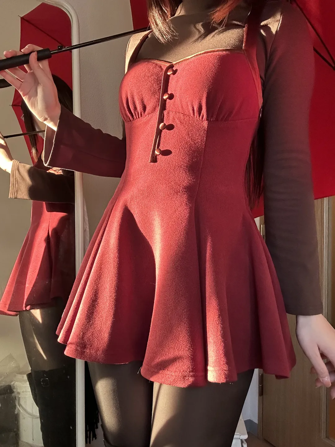 cosplay日常, 复古穿搭, 红裙造型, 苍崎青子cos, 魔法使之夜 - 第1张