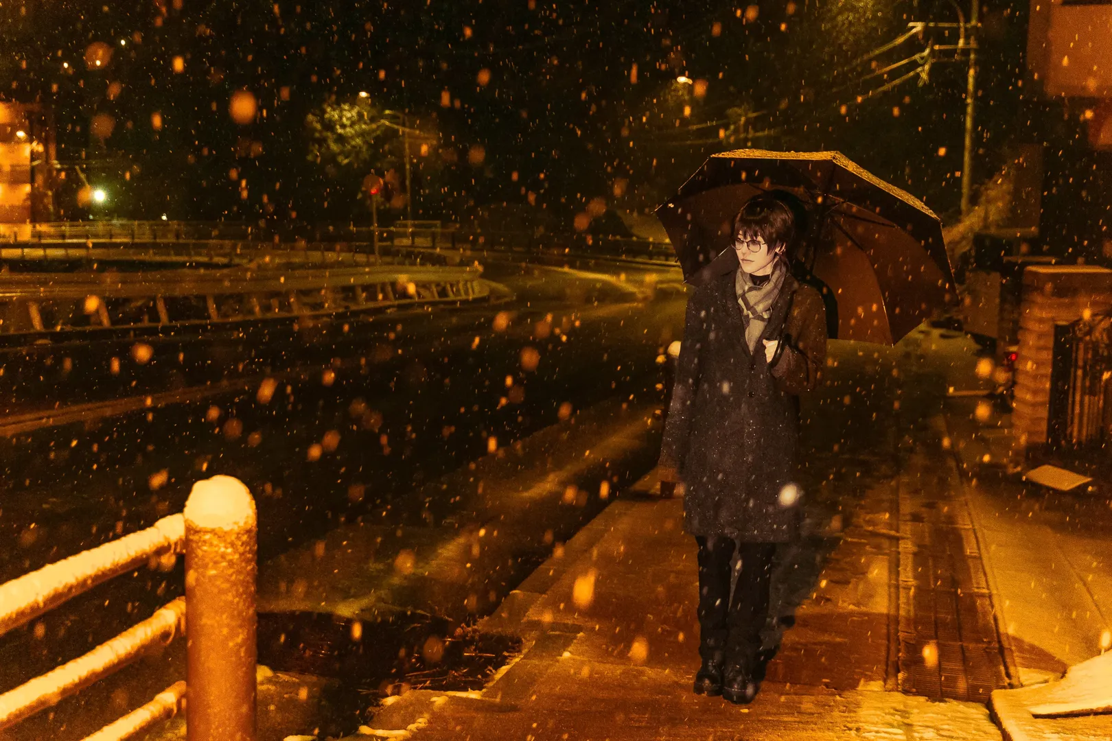 型月, 两仪式cos, 空之境界, 黑桐干也cos, 雪夜氛围感 - 第4张