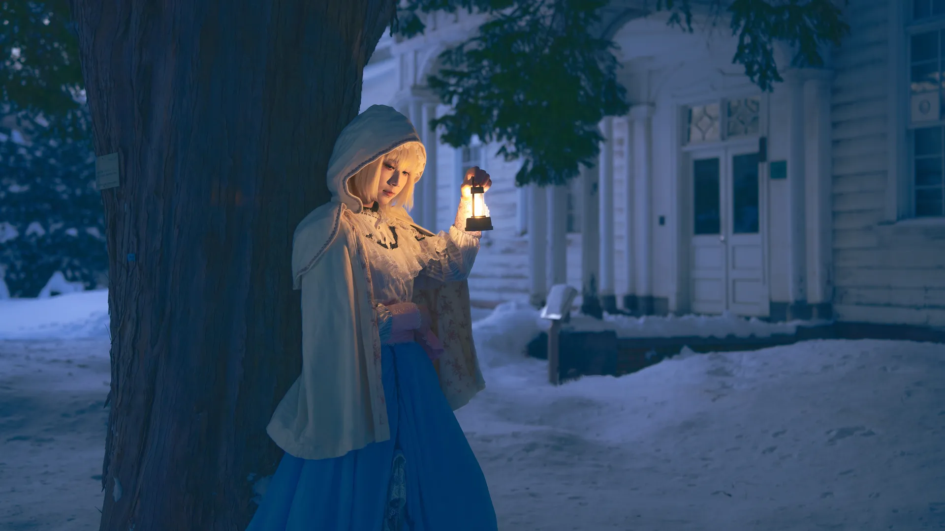 东方project, Cosplay摄影, 爱丽丝玛格特罗伊德cos, 雪景cos, 复古提灯 - 第10张
