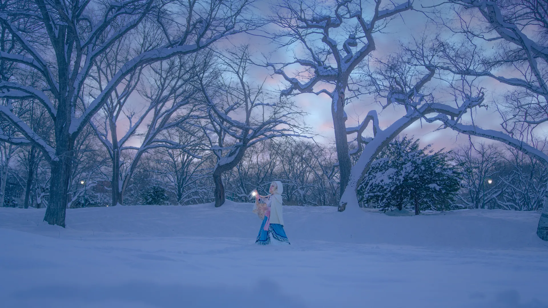 东方project, Cosplay摄影, 爱丽丝玛格特罗伊德cos, 雪景cos, 复古提灯 - 第12张