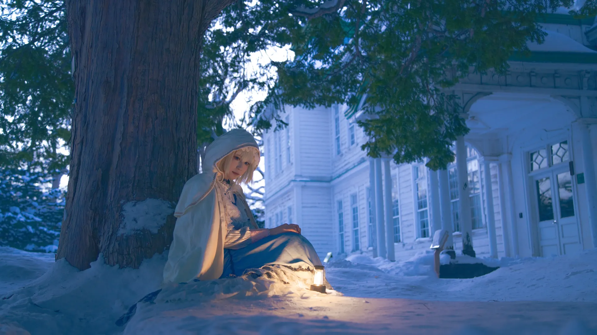 东方project, Cosplay摄影, 爱丽丝玛格特罗伊德cos, 雪景cos, 复古提灯 - 第9张