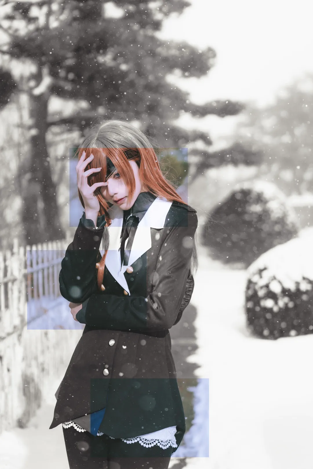 Fate/Grand Order, 氛围感cos, 雪景cos, 奥菲莉亚·法姆索罗涅cos, 墓地摄影 - 第1张