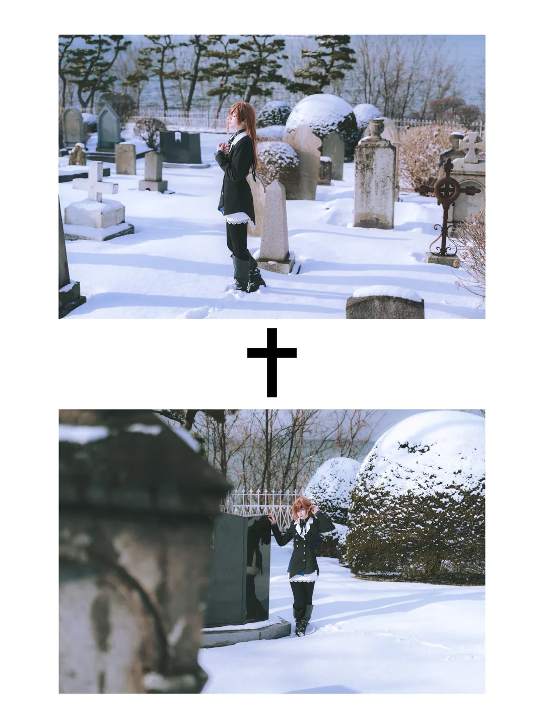 Fate/Grand Order, 氛围感cos, 雪景cos, 奥菲莉亚·法姆索罗涅cos, 墓地摄影 - 第2张