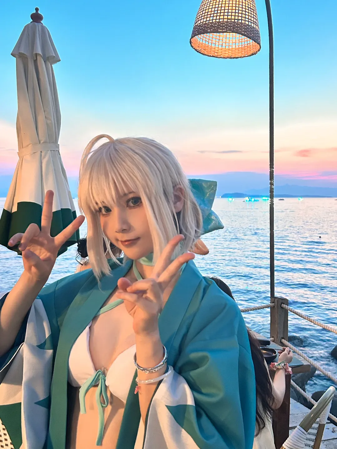 Fate/Grand Order, 泳装cosplay, 冲田总司cos, 夏日摄影, 深圳海边