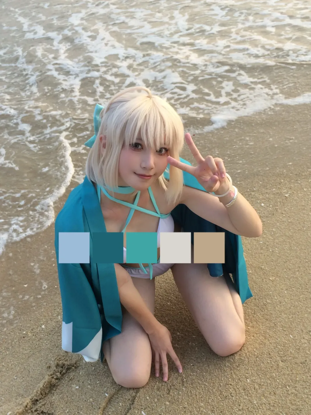 Fate/Grand Order, 泳装cosplay, 冲田总司cos, 夏日摄影, 深圳海边 - 第2张