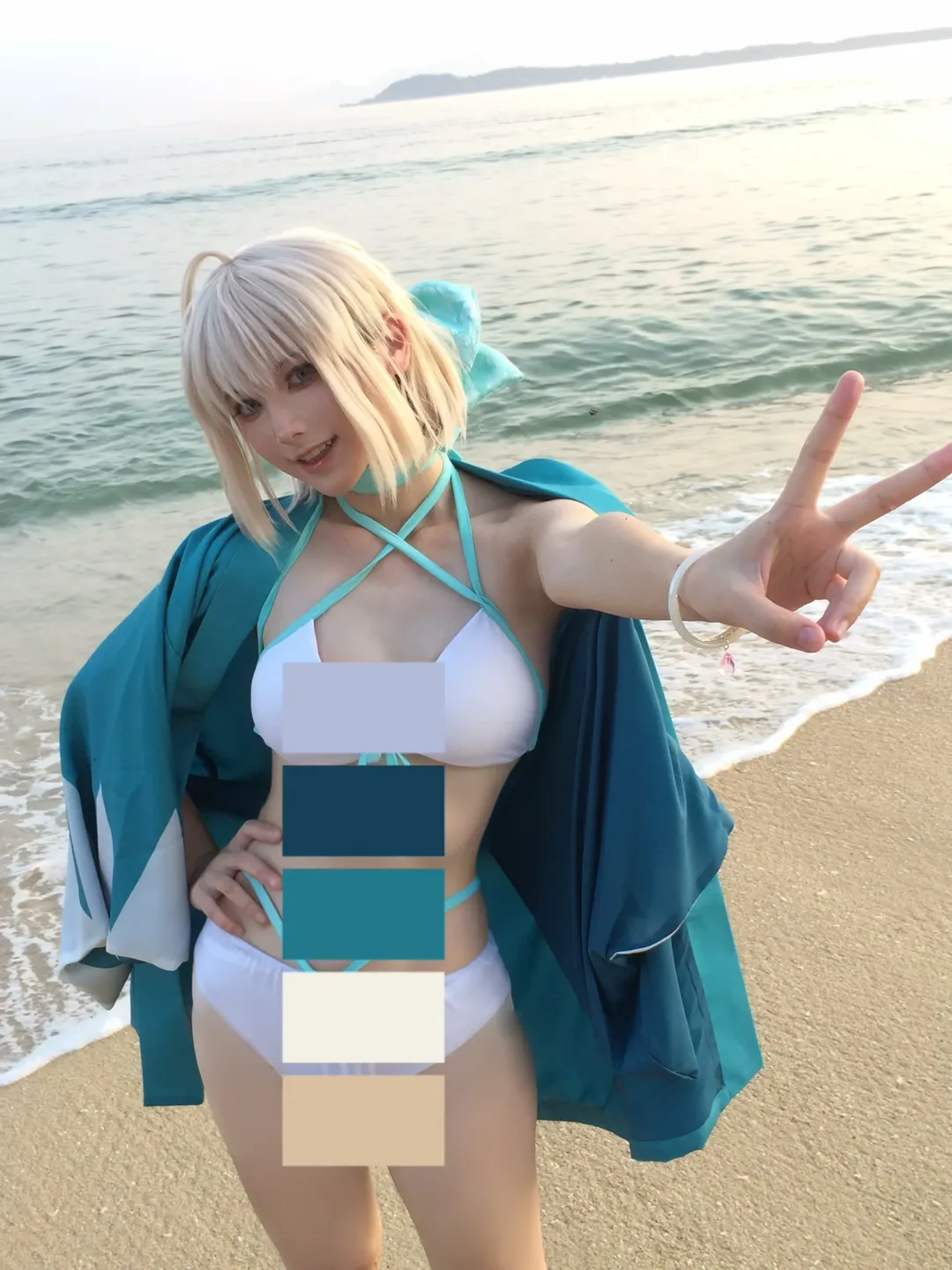 Fate/Grand Order, 泳装cosplay, 冲田总司cos, 夏日摄影, 深圳海边 - 第3张