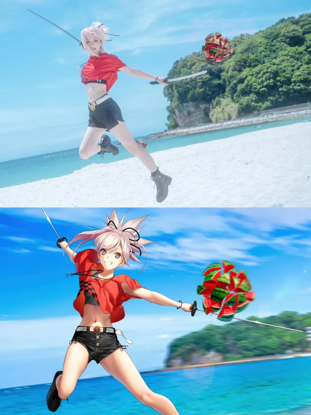 Fate/Grand Order, 圣地巡礼, 宫本武藏cos, 和歌山白滨, 夏日海边写真 - 第1张