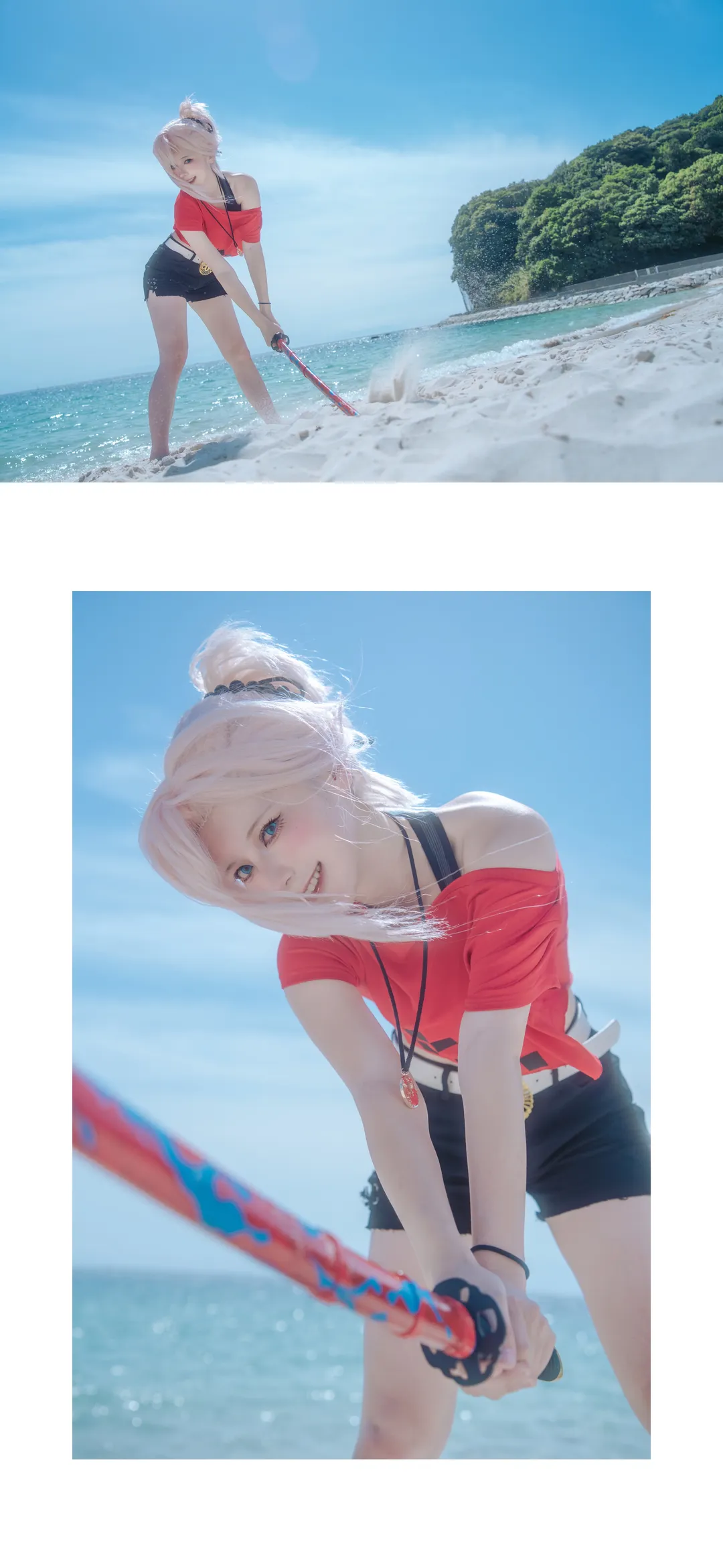 Fate/Grand Order, 圣地巡礼, 宫本武藏cos, 和歌山白滨, 夏日海边写真 - 第5张