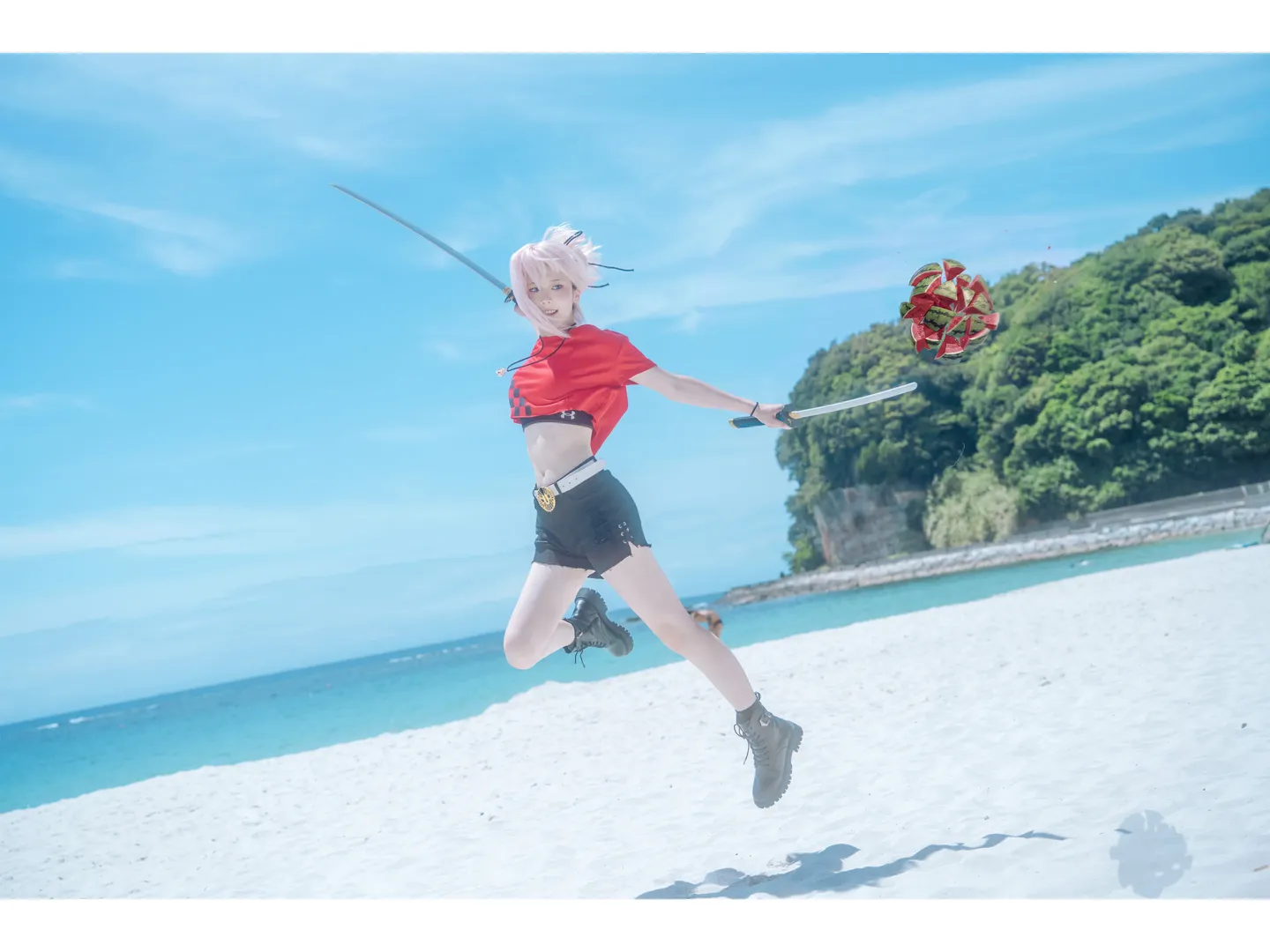 Fate/Grand Order, 圣地巡礼, 宫本武藏cos, 和歌山白滨, 夏日海边写真 - 第7张