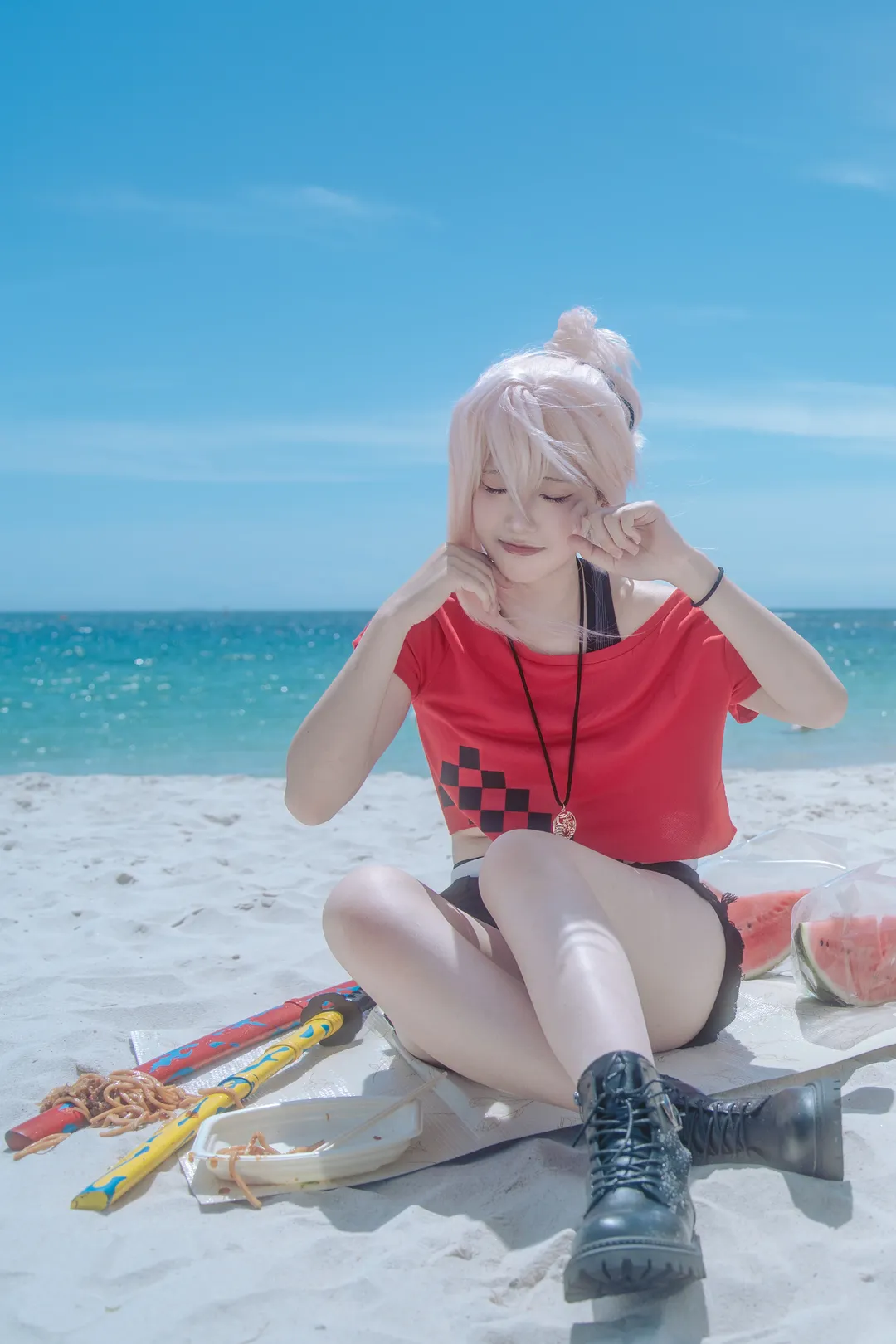 夏日写真, FGO, 海边外景, 宫本武藏cos, 白滨海滩 - 第12张