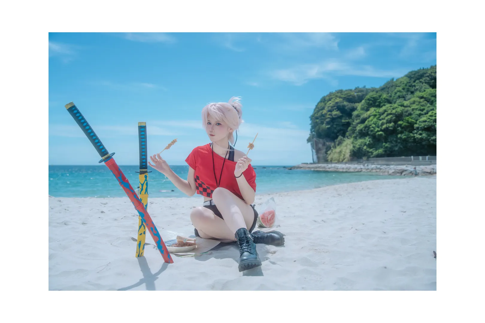 夏日写真, FGO, 海边外景, 宫本武藏cos, 白滨海滩 - 第6张