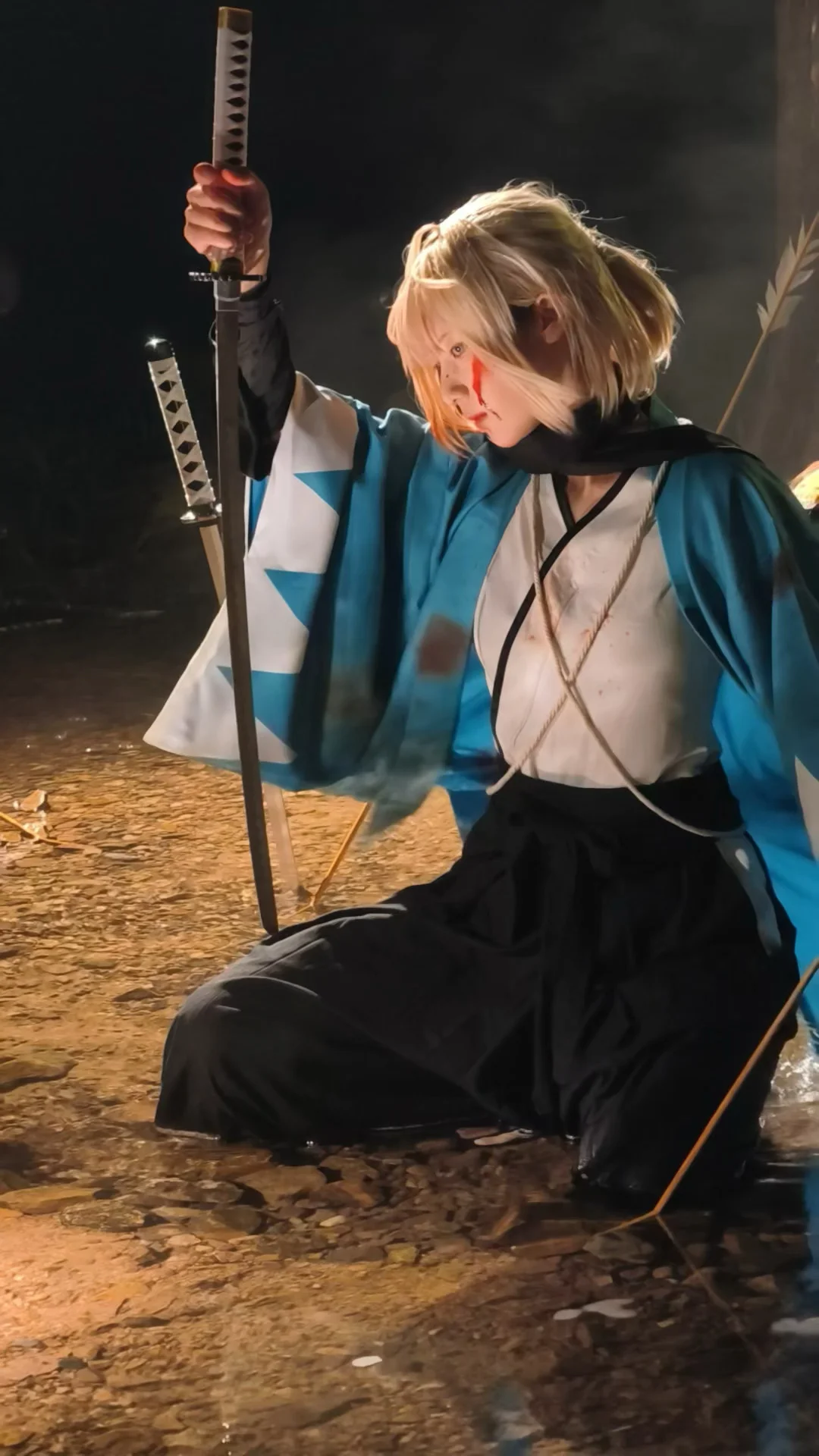 Fate/Grand Order, 沖田総司 コスプレ, 戦闘ダメージメイク, 夜景ロケ, 水辺のセットデザイン - 17枚目