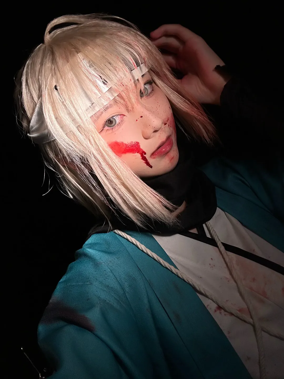 Fate/Grand Order, 沖田総司 コスプレ, 戦闘ダメージメイク, 夜景ロケ, 水辺のセットデザイン - 2枚目