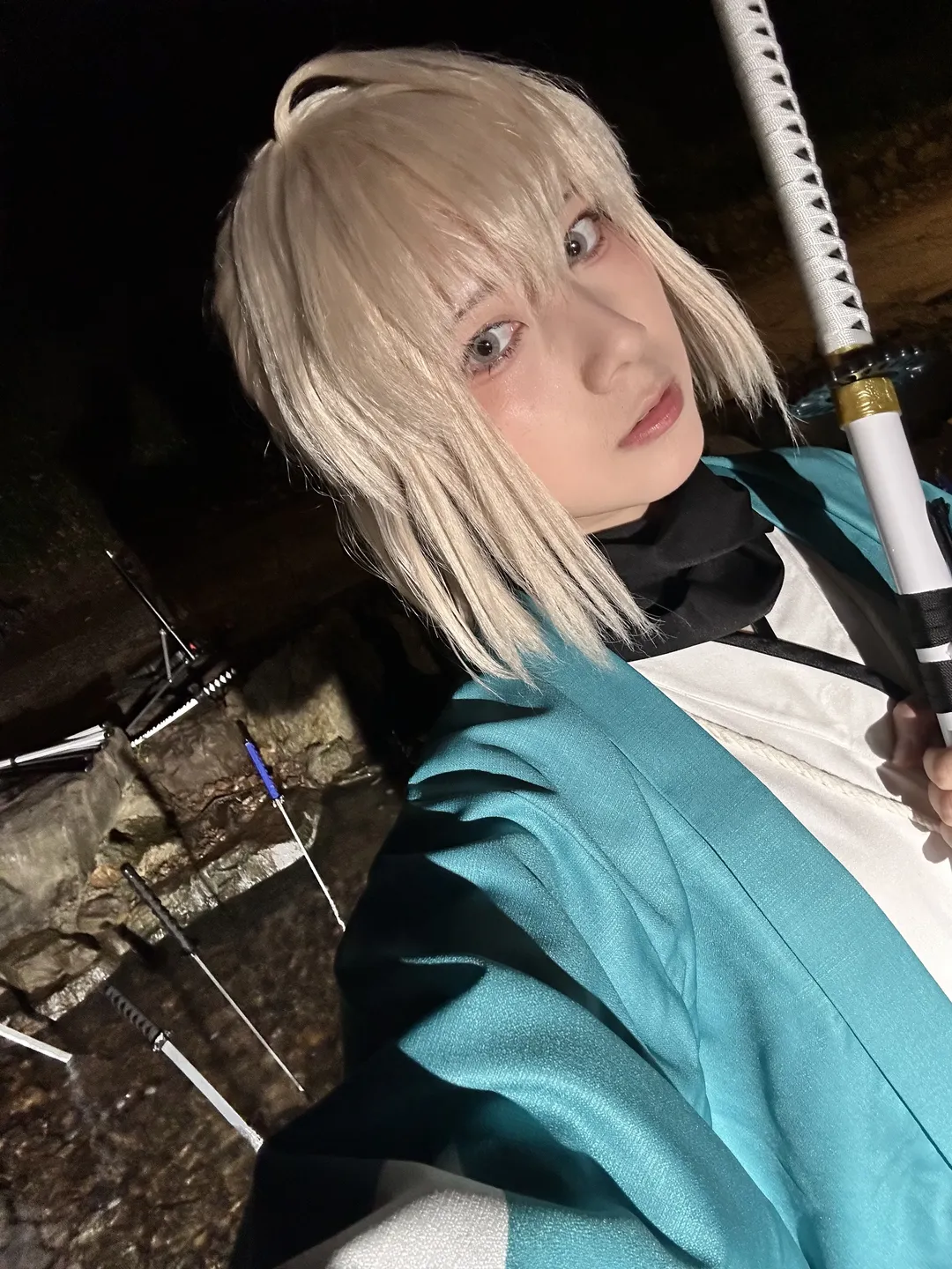 Fate/Grand Order, 沖田総司 コスプレ, 戦闘ダメージメイク, 夜景ロケ, 水辺のセットデザイン - 4枚目
