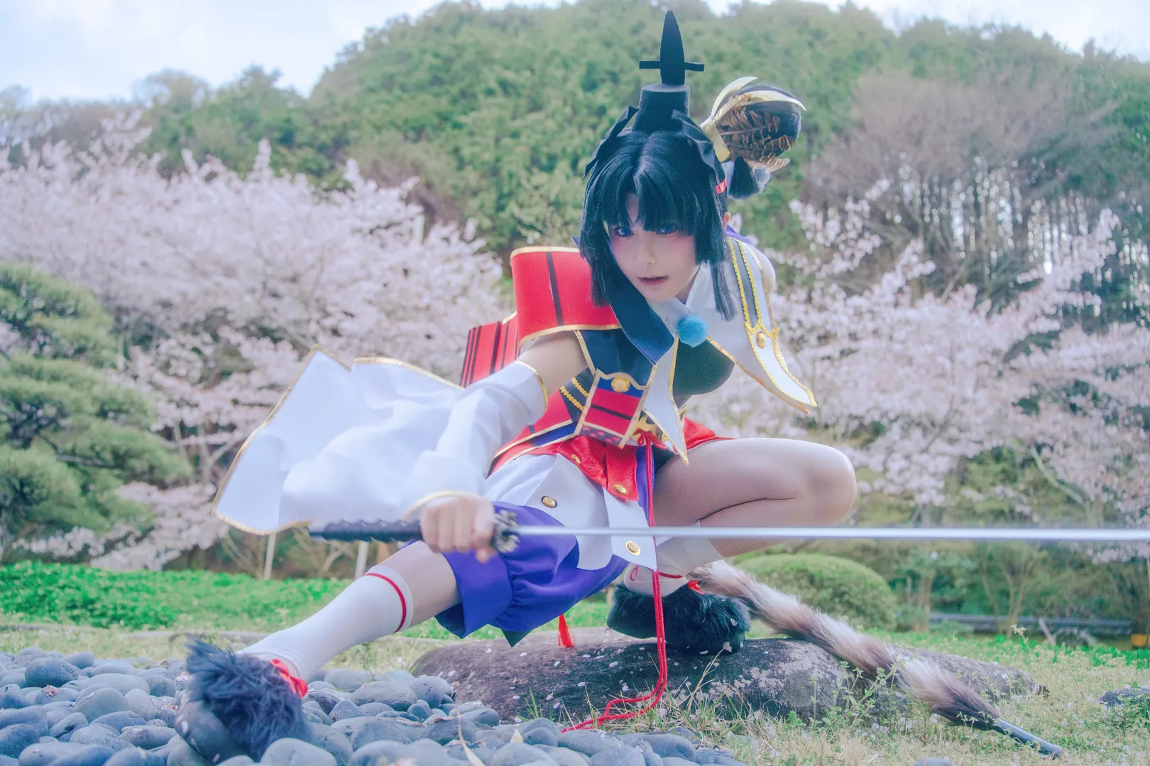 Fate/Grand Order, コスプレ撮影, ロングソックス コーデ, 牛若丸コスプレ, 和風庭園撮影 - 8枚目