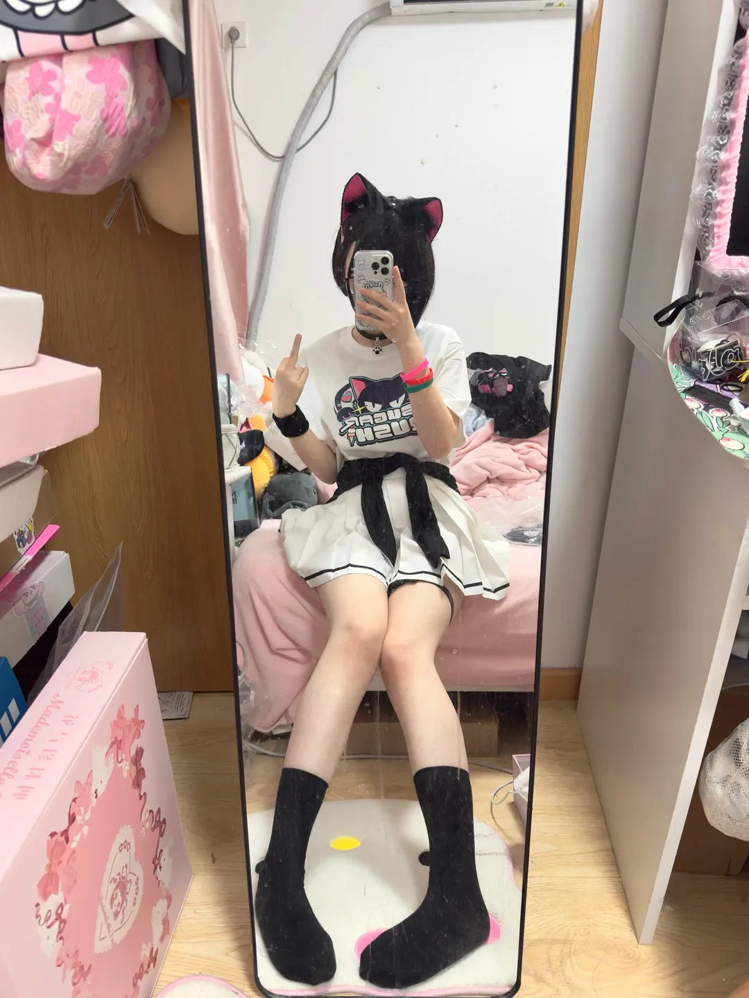 蔚蓝档案, 杏山和纱cos, 亚文化穿搭, 黑色过膝袜, 试衣日常 - 第1张