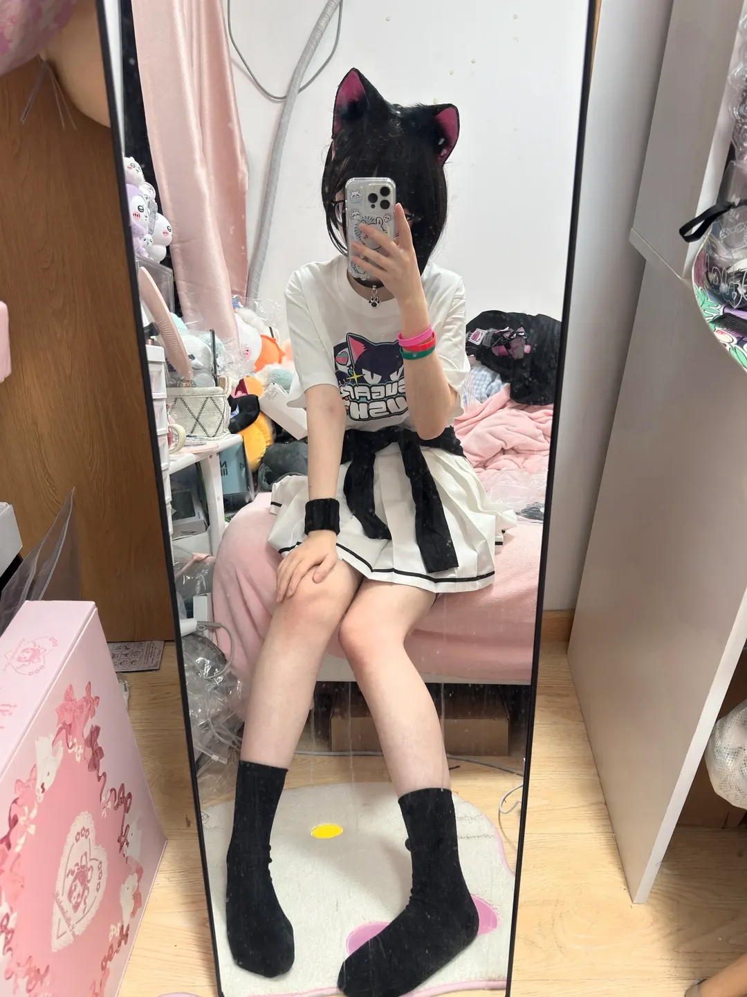 蔚蓝档案, 杏山和纱cos, 亚文化穿搭, 黑色过膝袜, 试衣日常 - 第2张