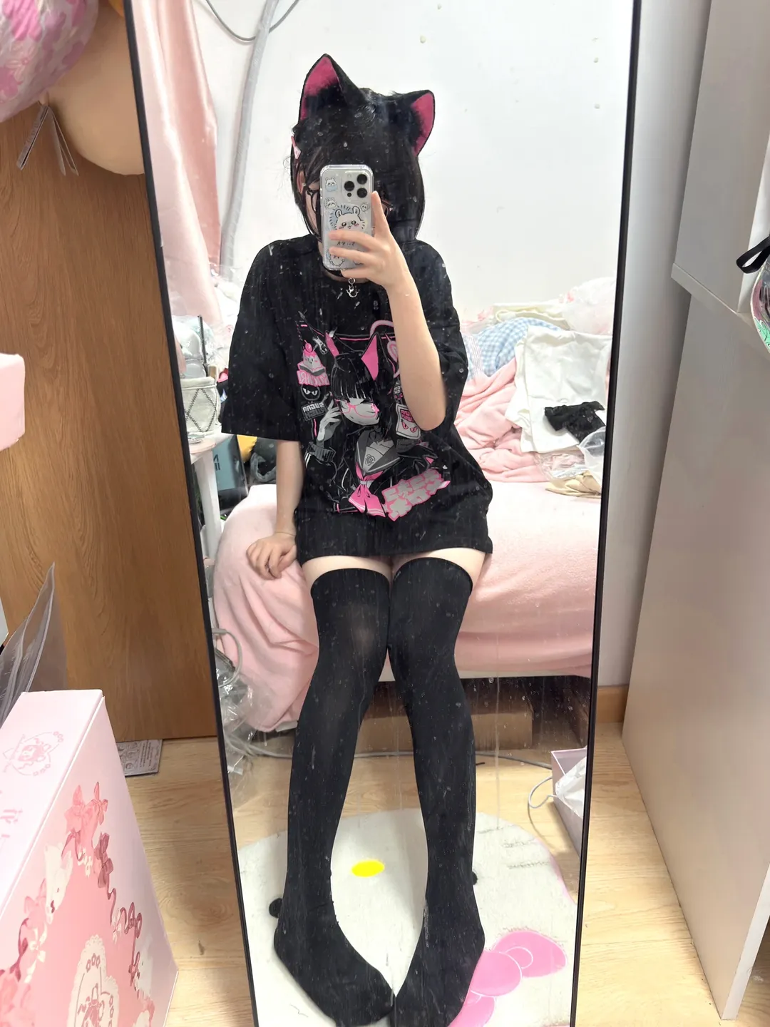 蔚蓝档案, 杏山和纱cos, 亚文化穿搭, 黑色过膝袜, 试衣日常 - 第3张