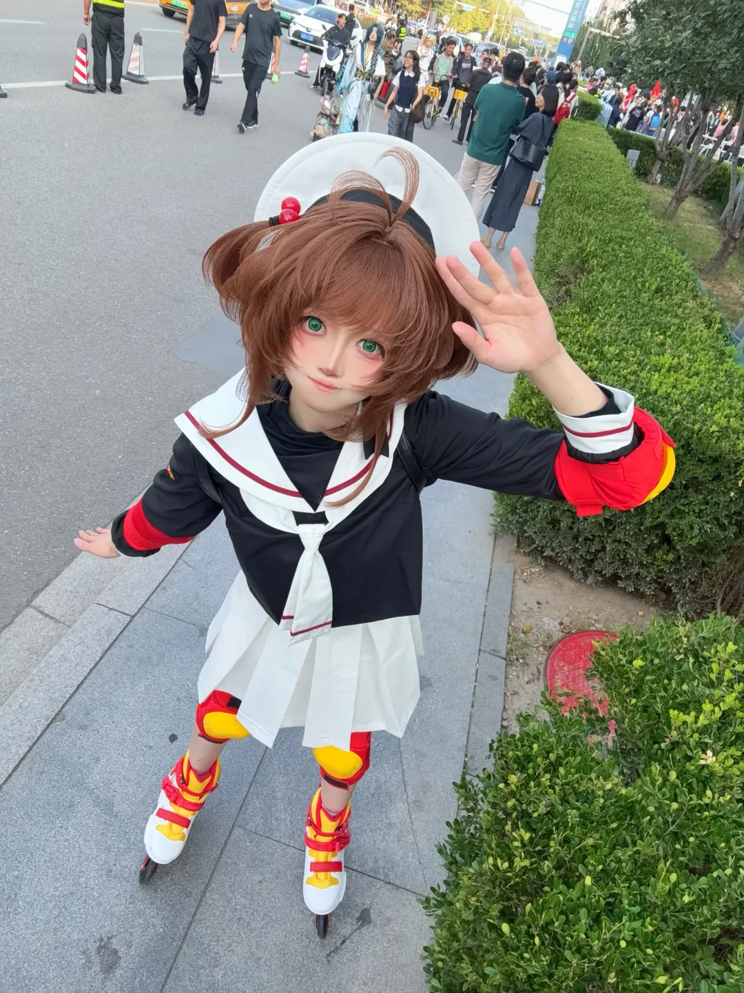 小樱cos, 户外cosplay, 魔卡少女樱, 动漫角色扮演, 轮滑装扮 - 第3张