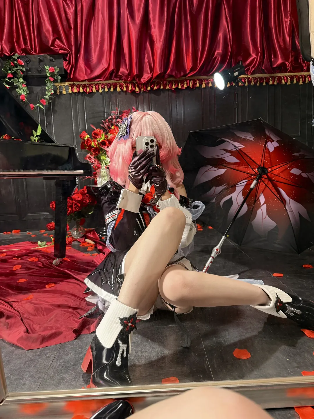 崩壊：スターレイル, 長夜月コスプレ, 三分妄想, 白ストッキング, 鏡越しの自撮り
