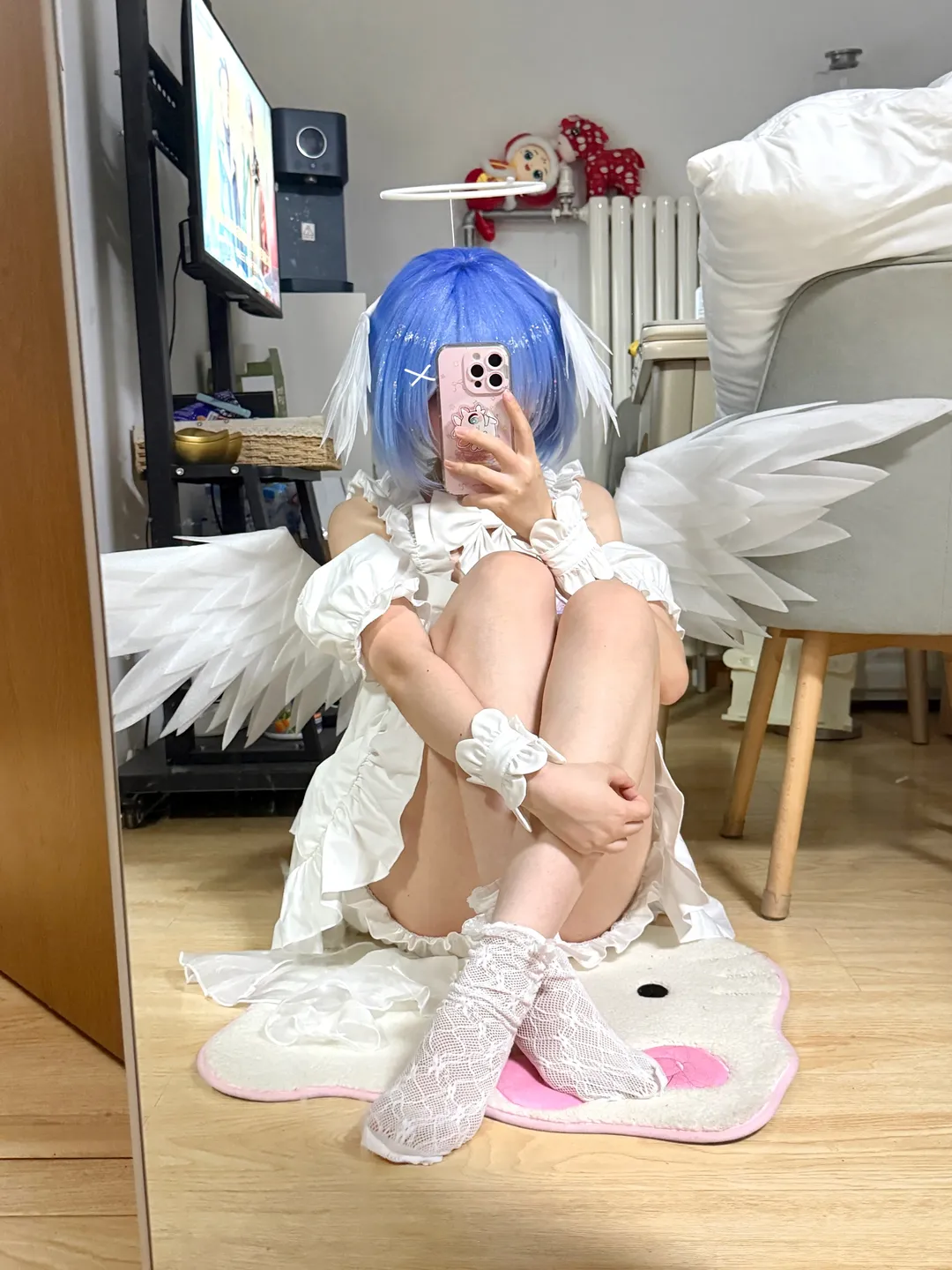 Re:ゼロから始める異世界生活, レム コスプレ, 天使レム, コスプレ試着, 白いレースのコーディネート
