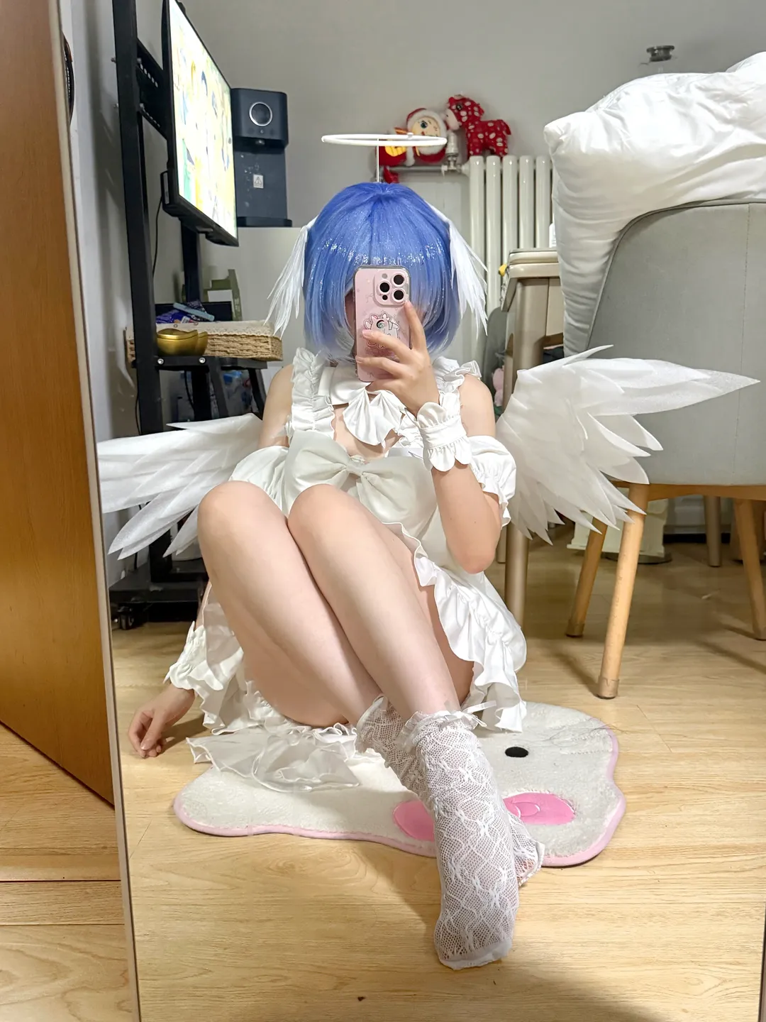 从零开始的异世界生活, 蕾姆cos, 天使蕾姆, cosplay试衣, 白色蕾丝穿搭 - 第2张