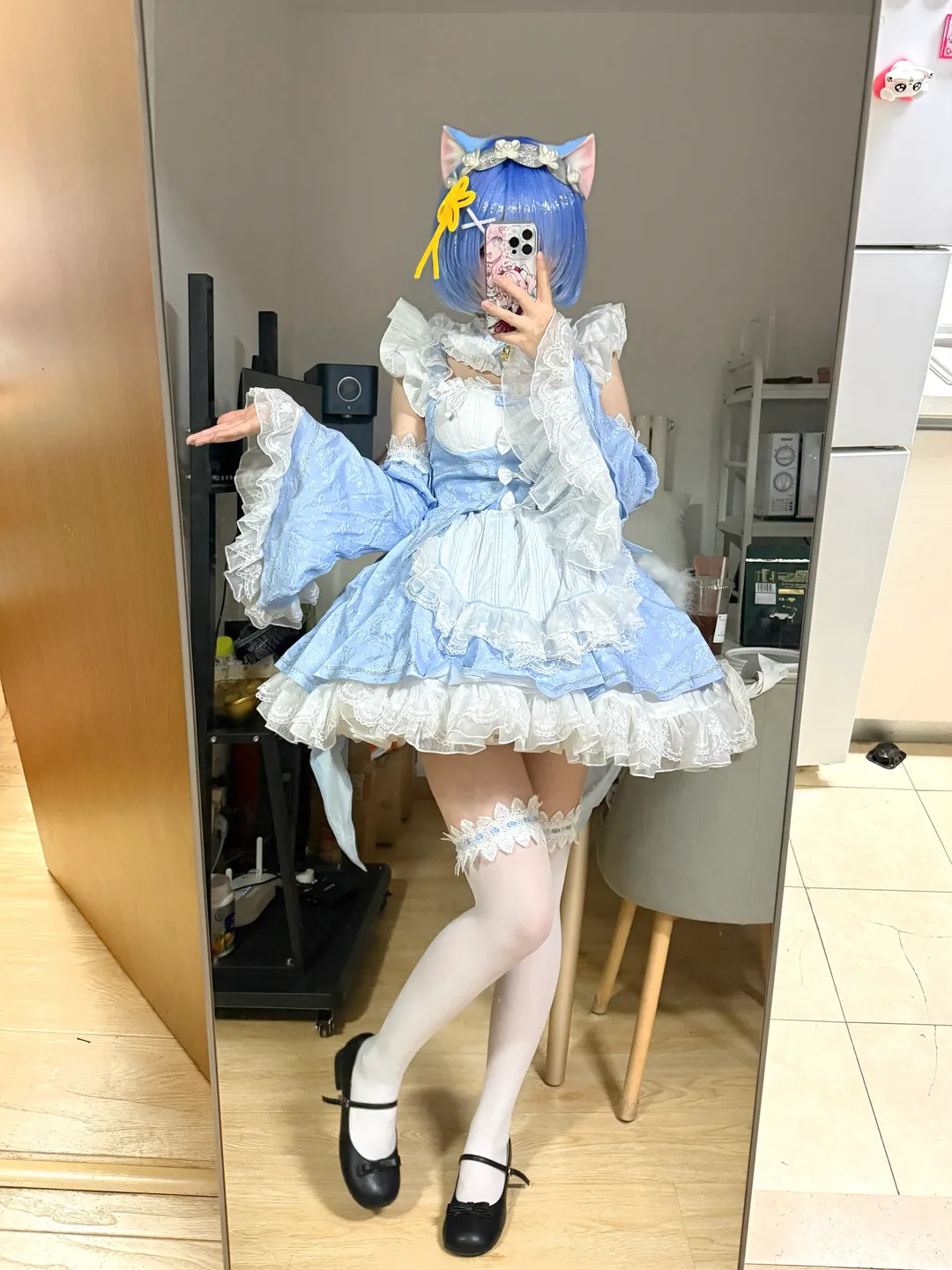 从零开始的异世界生活, 蕾姆cos, 白丝穿搭, 二次元日常, 猫猫女仆