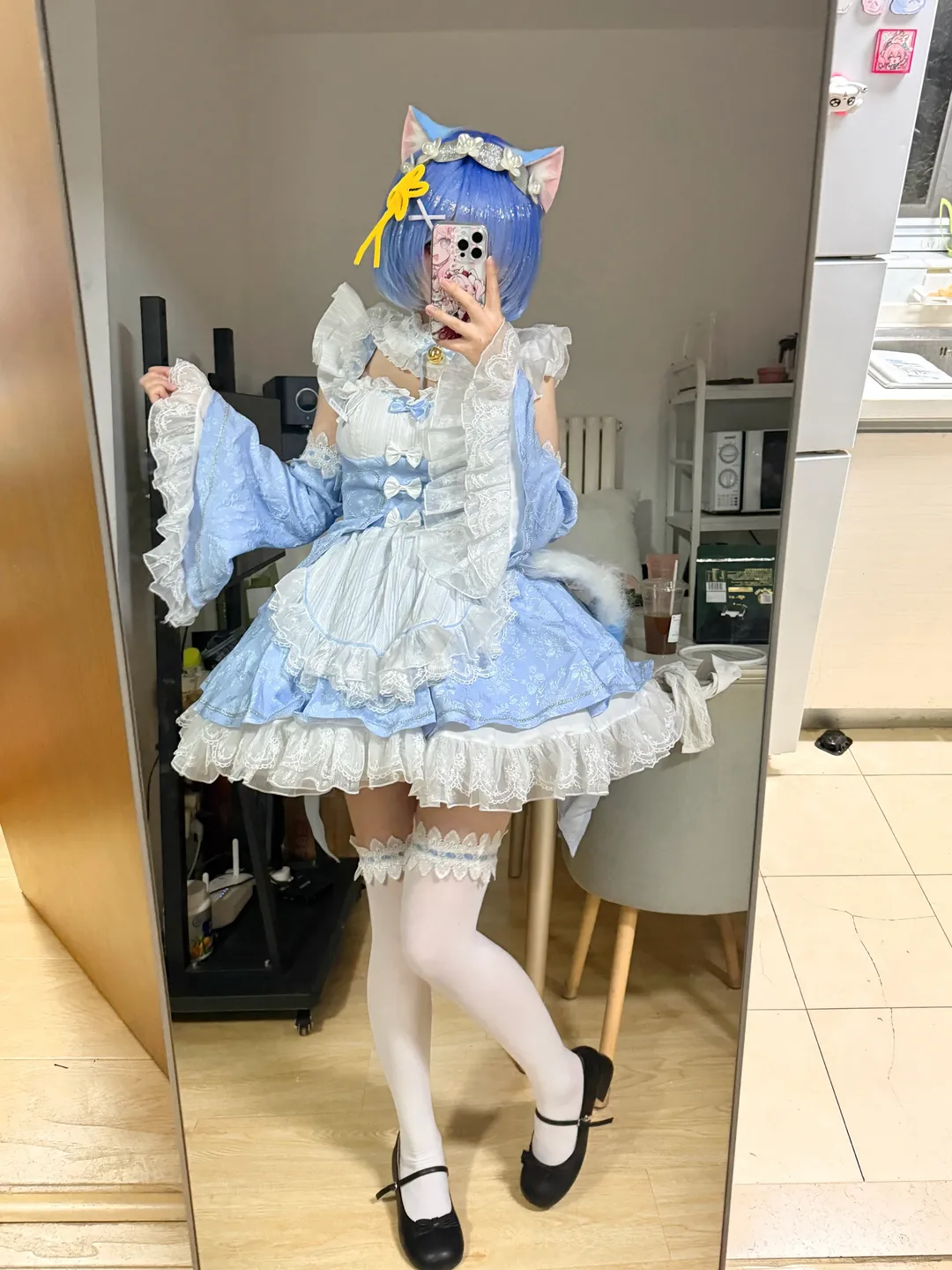 Re:ゼロから始める異世界生活, レム コスプレ, 白ニーソコーデ, 二次元日常, 猫メイド - 2枚目