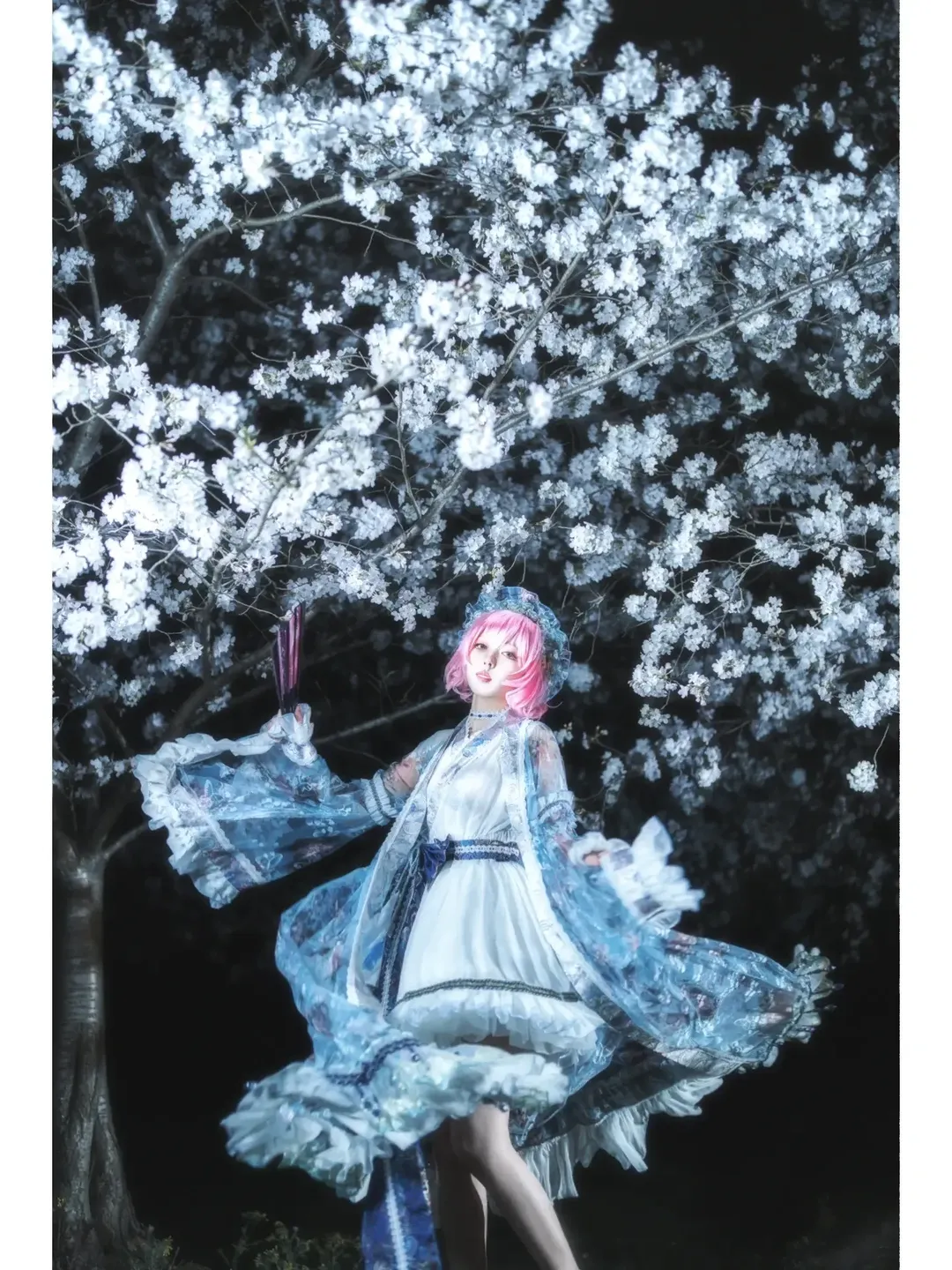 cosplay, 东方Project, 摄影, 西行寺幽幽子cos, 夜樱 - 第1张
