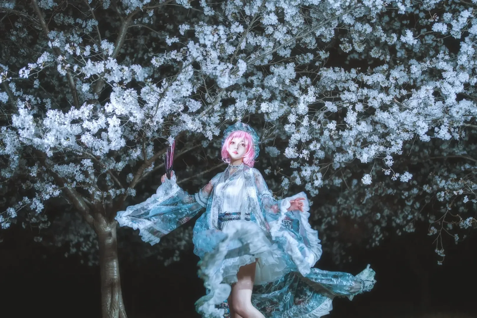 cosplay, 东方Project, 摄影, 西行寺幽幽子cos, 夜樱