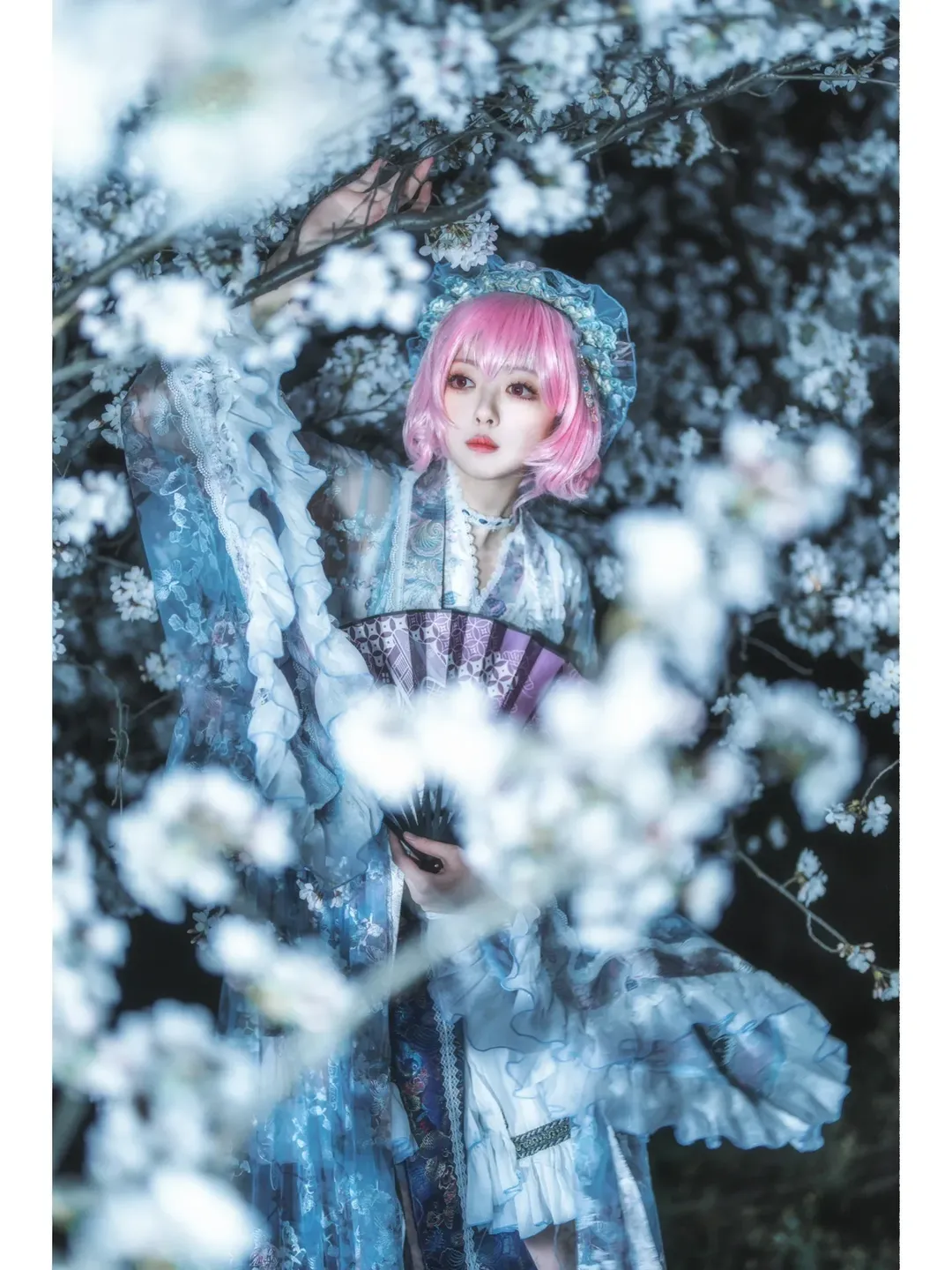 cosplay, 东方Project, 摄影, 西行寺幽幽子cos, 夜樱 - 第6张