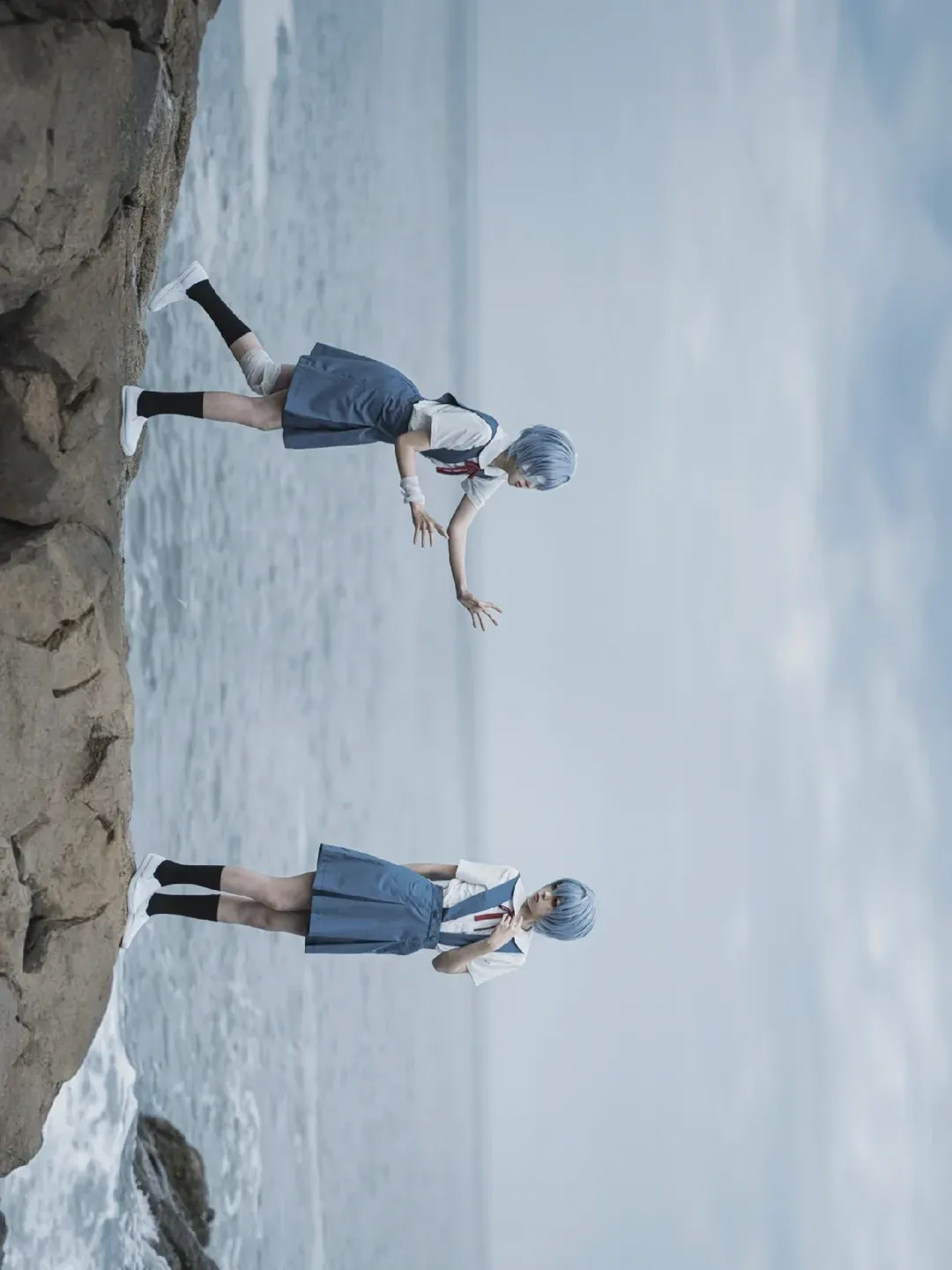 二次元, 绫波丽cos, 新世纪福音战士, 黑丝, 海边外景 - 第1张