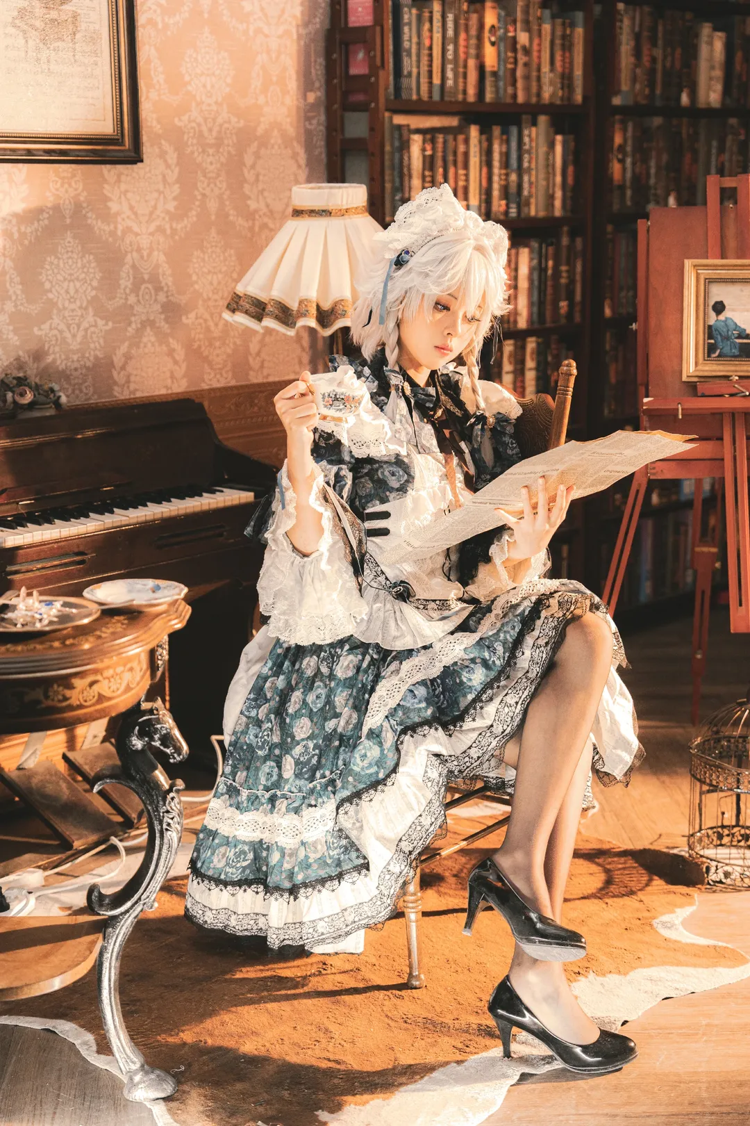 东方Project, 女仆装, 十六夜咲夜cos, 复古写真, 丝袜