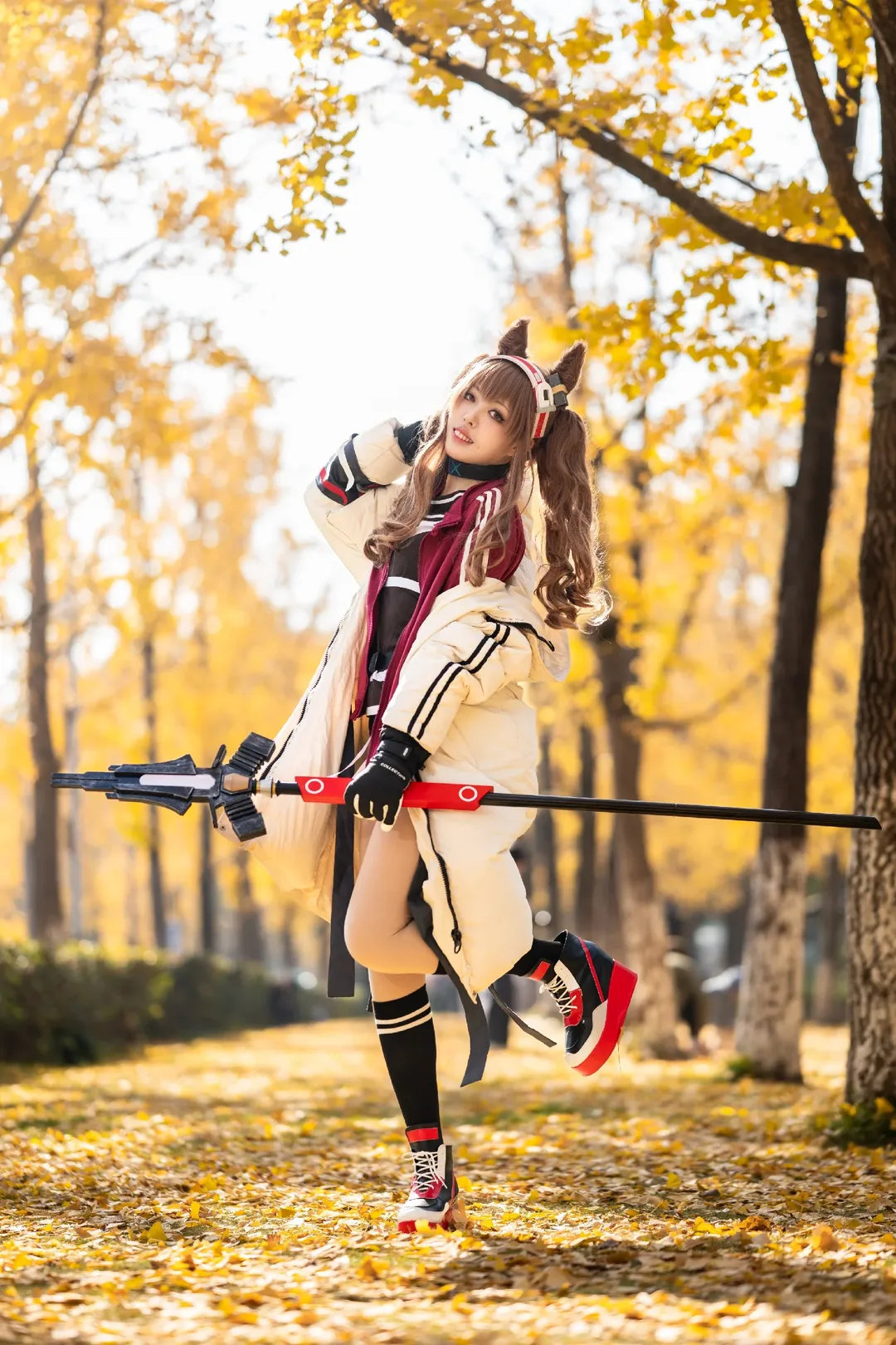 明日方舟終末地, 過膝長筒襪, 銀杏林, 安潔莉娜潔爾佩塔cos, 秋日Cosplay