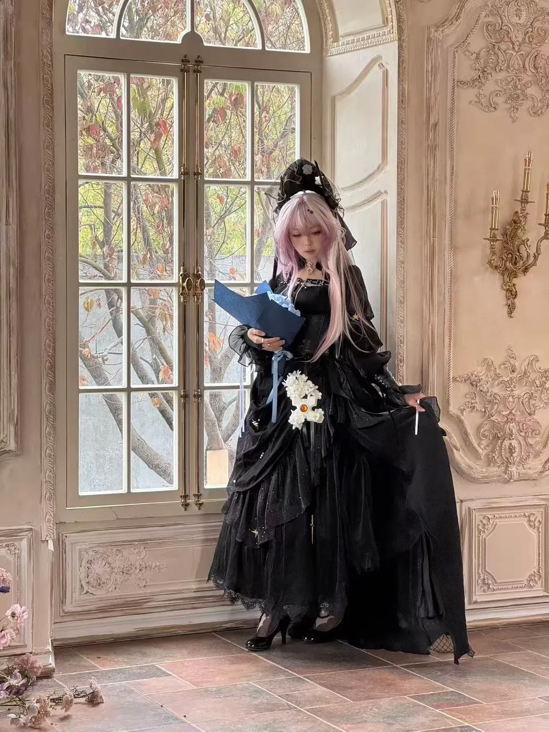 cosplay, 明日方舟, 特蕾西娅cos, 哥特洋装, 黑色丝袜