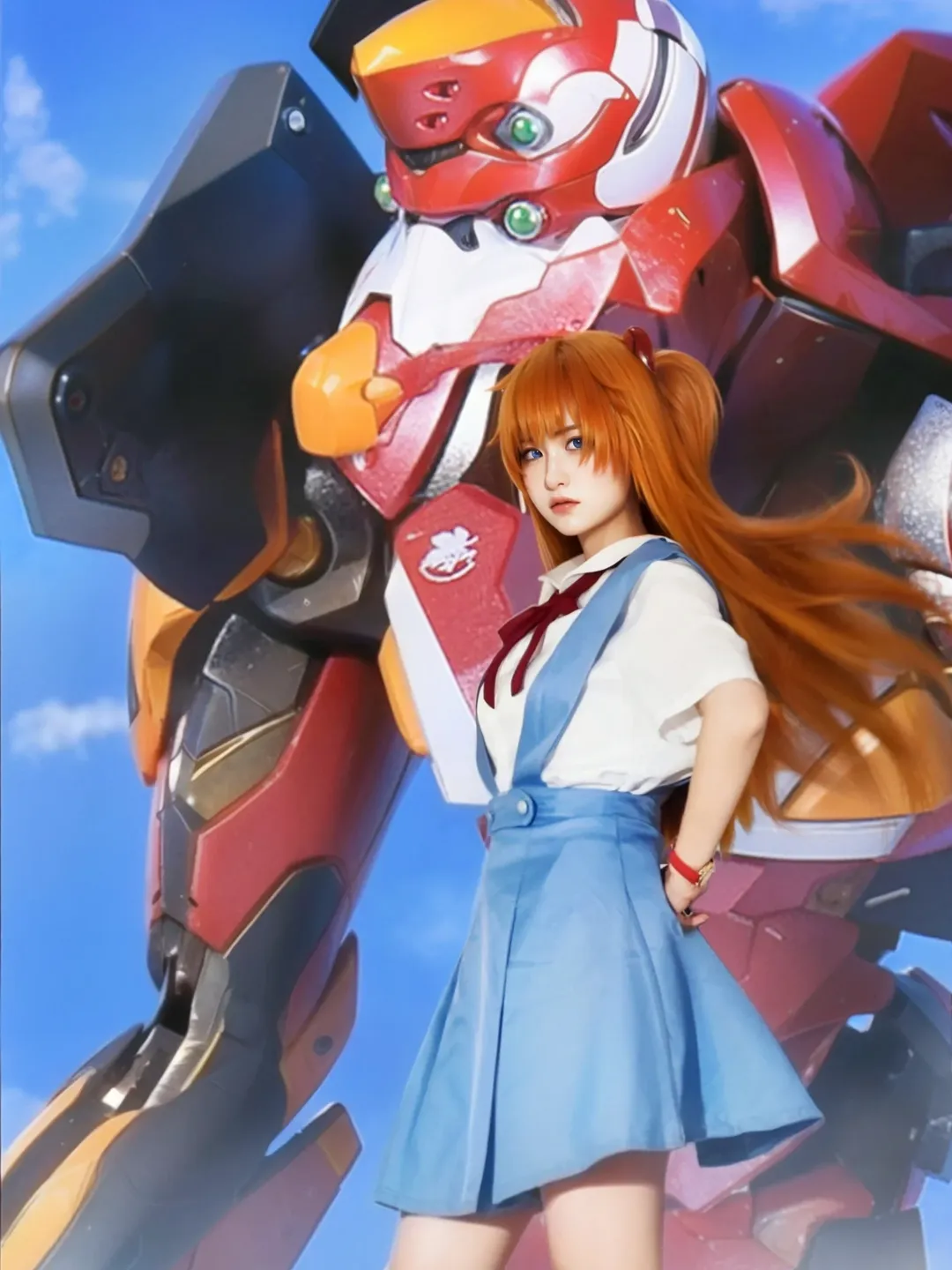 アスカコスプレ, 白タイツコスプレ, 新世紀エヴァンゲリオン, 自撮り合成, アニメキャラクターのコスプレ - 1枚目
