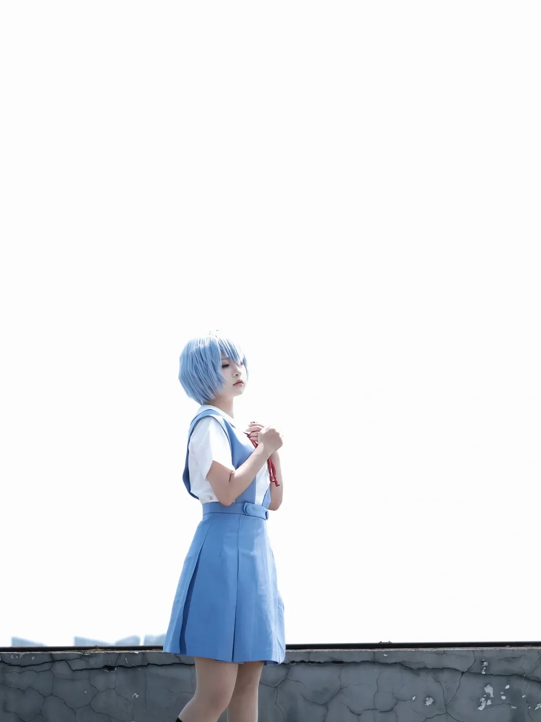 cosplay, 绫波丽cos, 新世纪福音战士, 黑丝, 天台拍摄 - 第3张