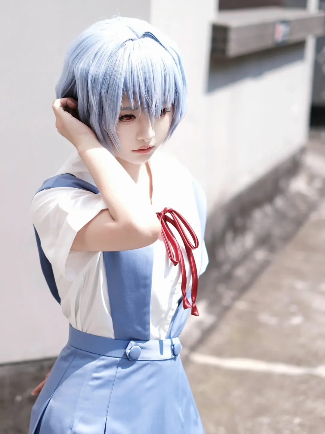 cosplay, 绫波丽cos, 新世纪福音战士, 黑丝, 天台拍摄 - 第4张