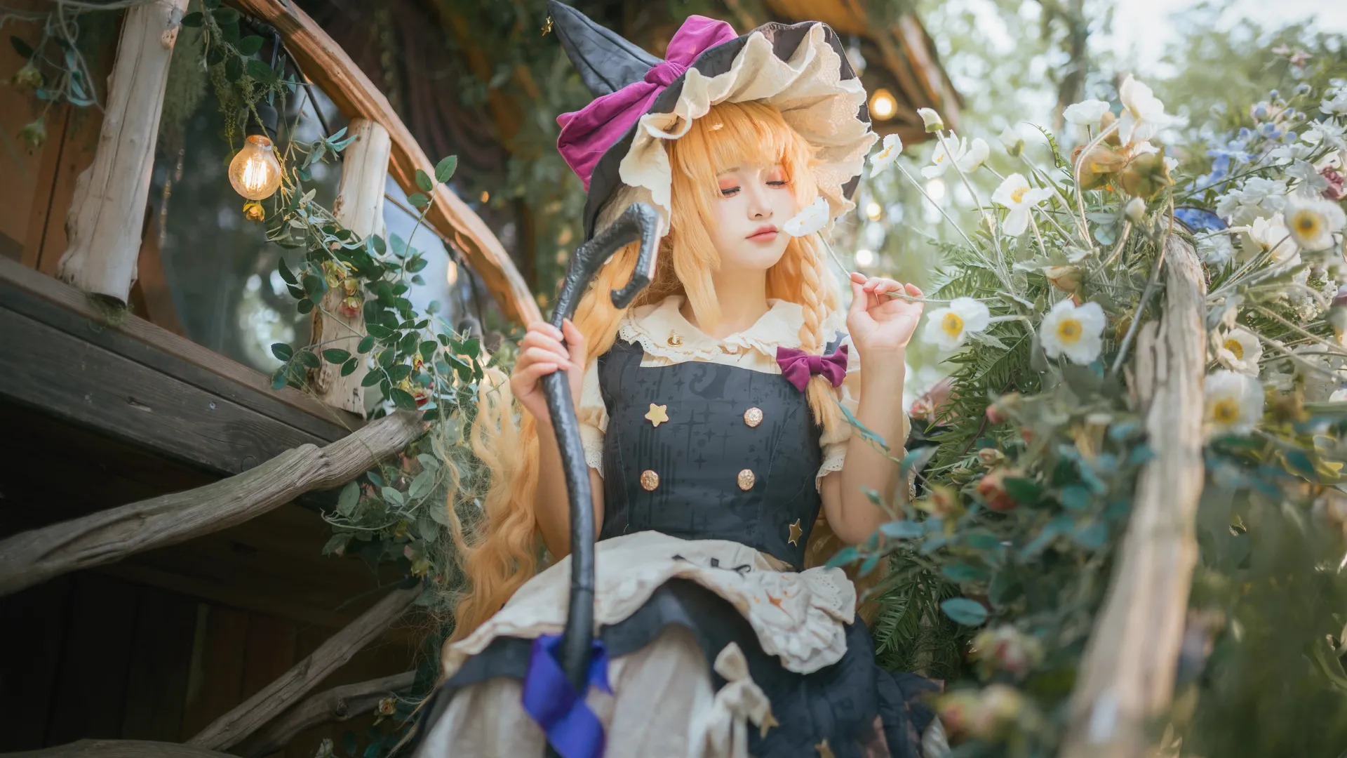 東方Project, 霧雨魔理沙 コスプレ, コスプレ撮影, ストッキングコーデ, 森の童話風 - 4枚目