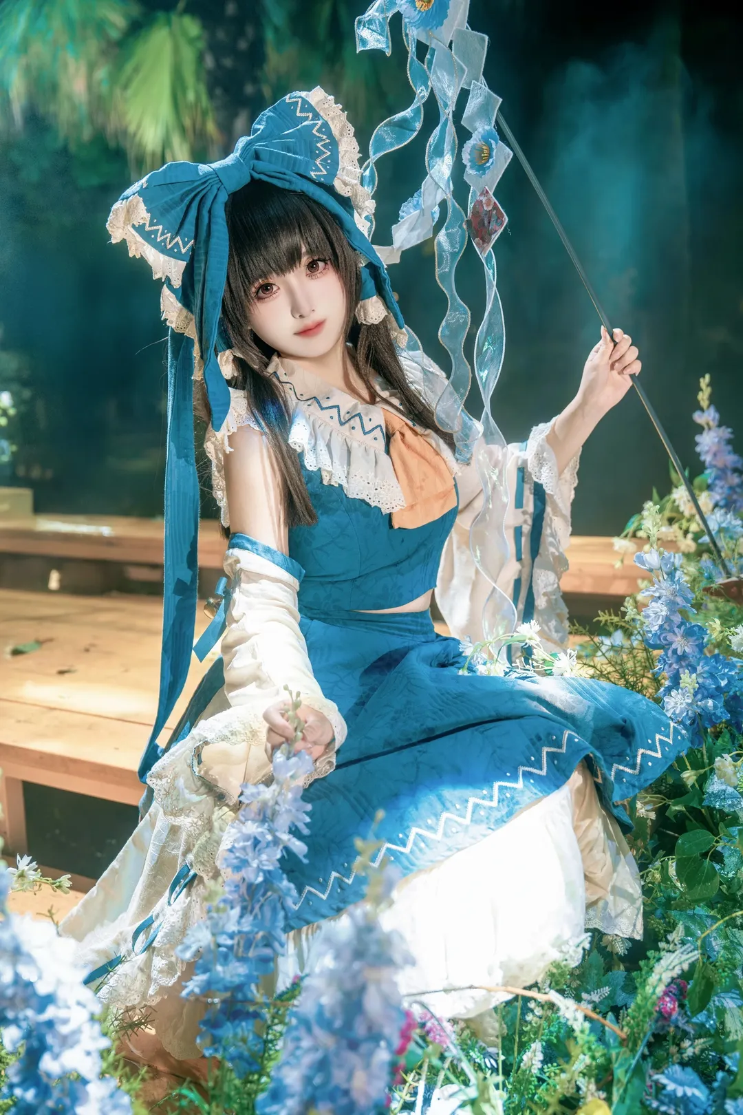 Reimu Hakurei Cosplay, Touhou Project, Aesthetic cosplay, White stockings, Outdoor forest - Image 5