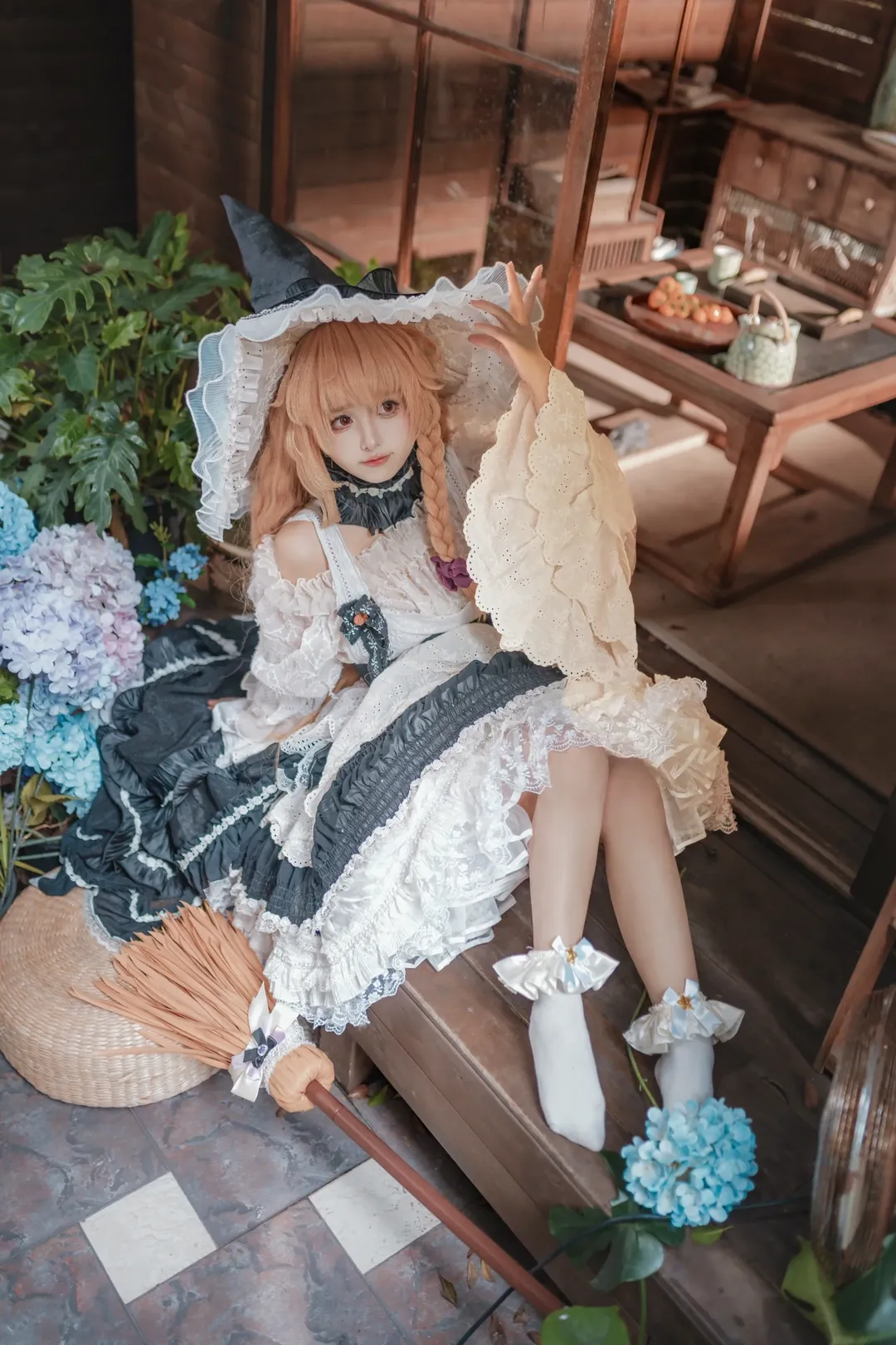 东方project, 雾雨魔理沙cos, Lolita, 白丝, 复古写真 - 第1张