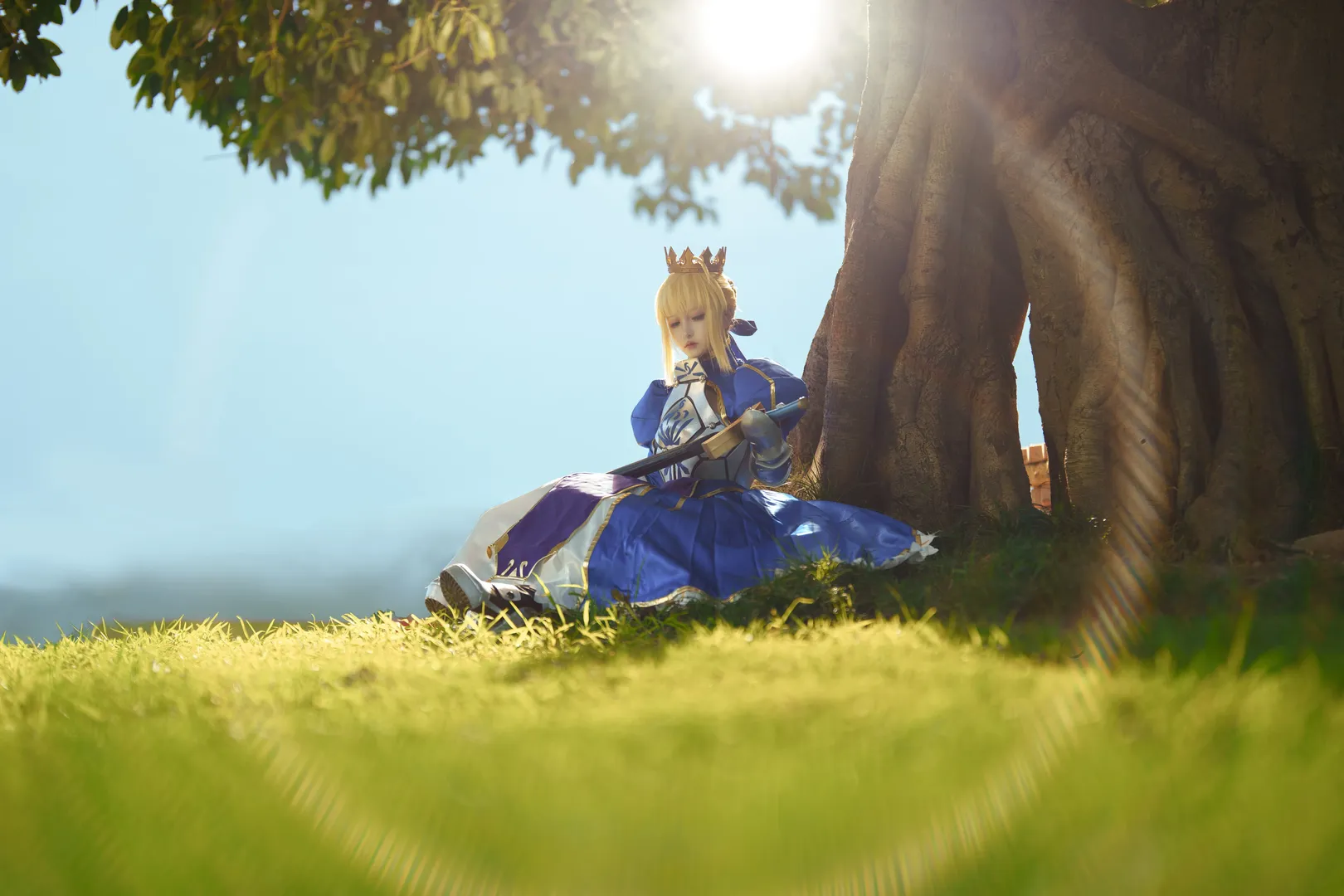 阿尔托莉雅cos, FGO, 户外cos, 白丝, 蓝呆 - 第6张