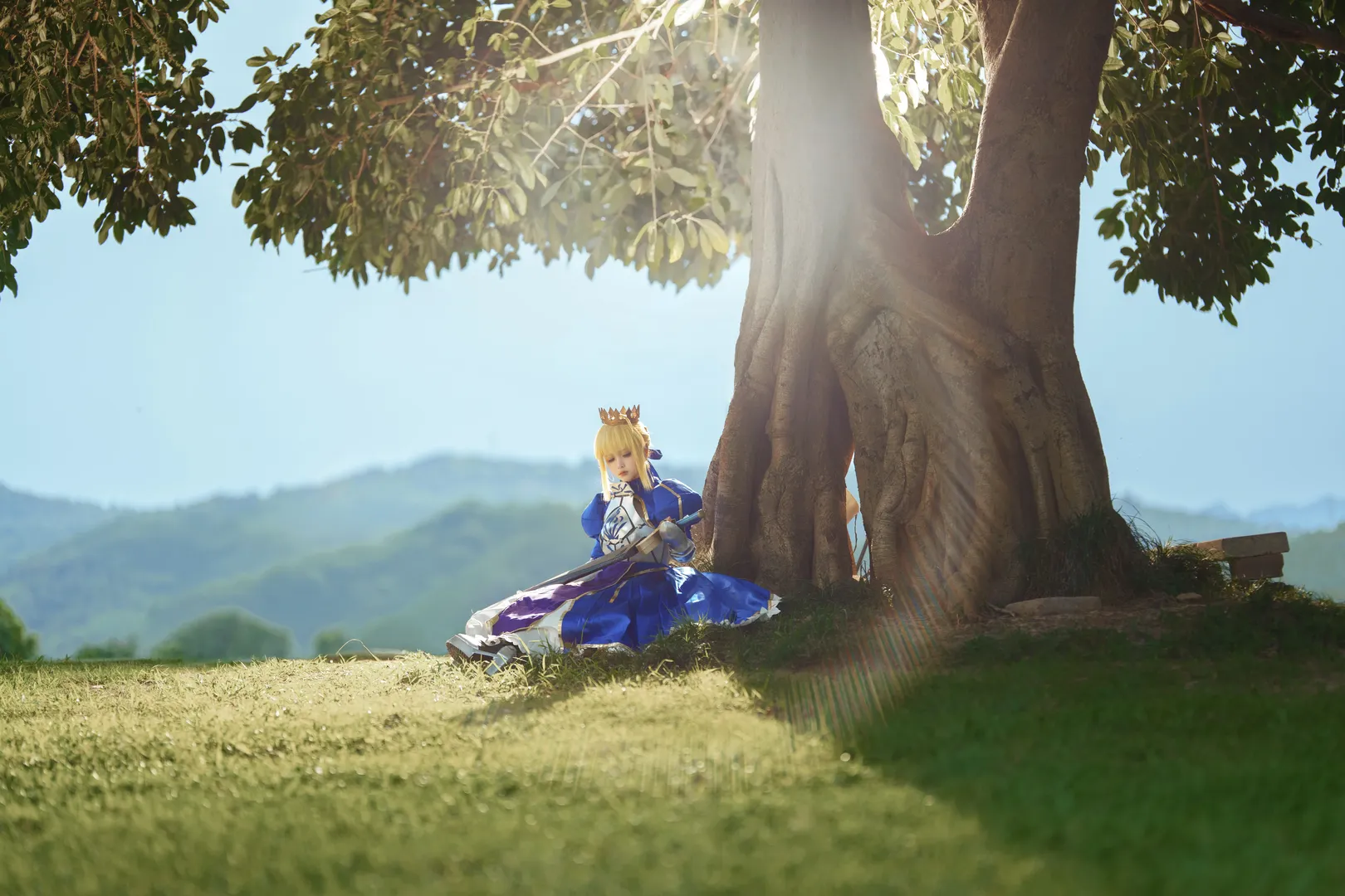 阿尔托莉雅cos, FGO, 户外cos, 白丝, 蓝呆 - 第7张