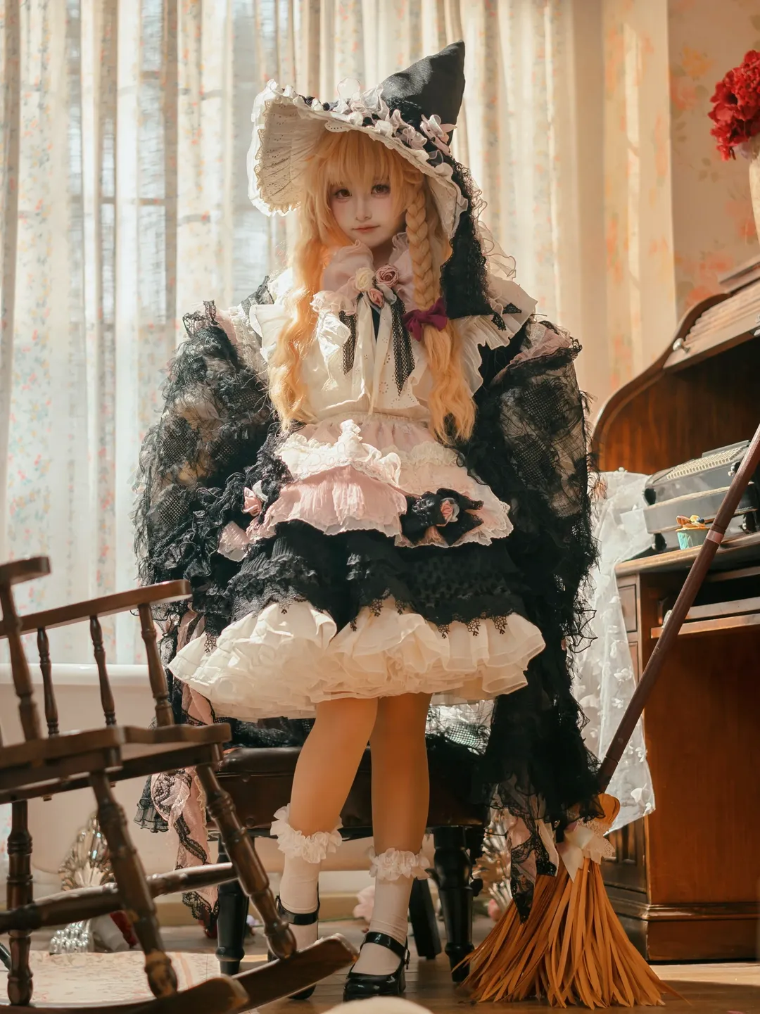 东方Project, 雾雨魔理沙cos, 复古摄影, 洛丽塔穿搭, 白丝少女 - 第1张