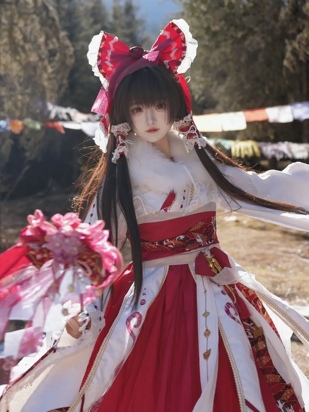 博丽灵梦cos, 东方project, 白丝, 逆光人像, 雪地摄影 - 第4张