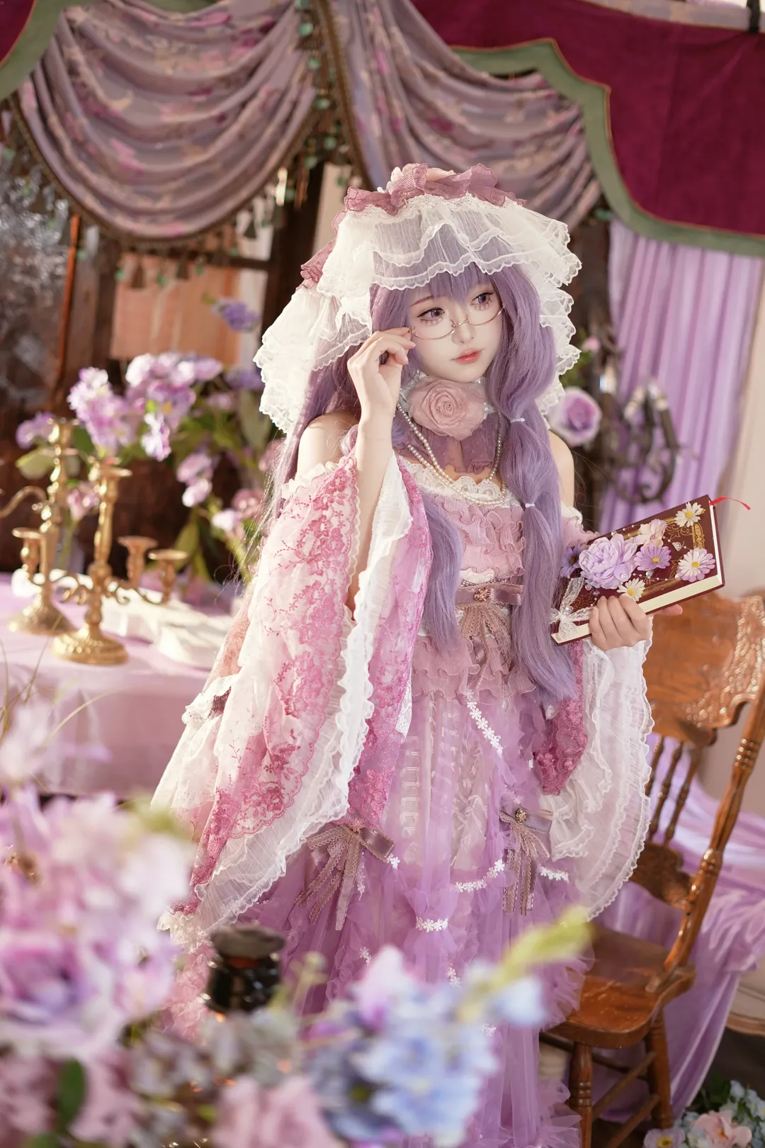 东方Project, Lolita穿搭, 紫发魔女, 帕秋莉·诺蕾姬cos, 丝袜cos - 第4张