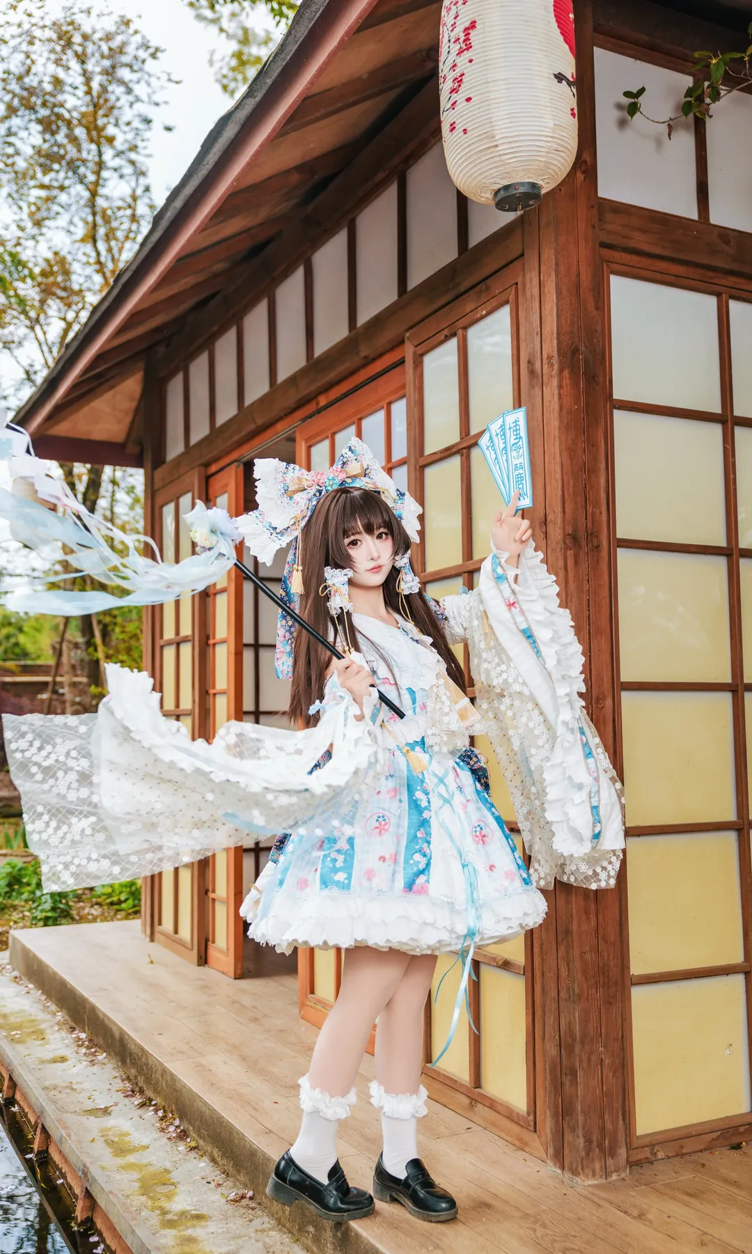 博丽灵梦cos, 东方project, 二次元cosplay, 青灵梦, 和风洛丽塔